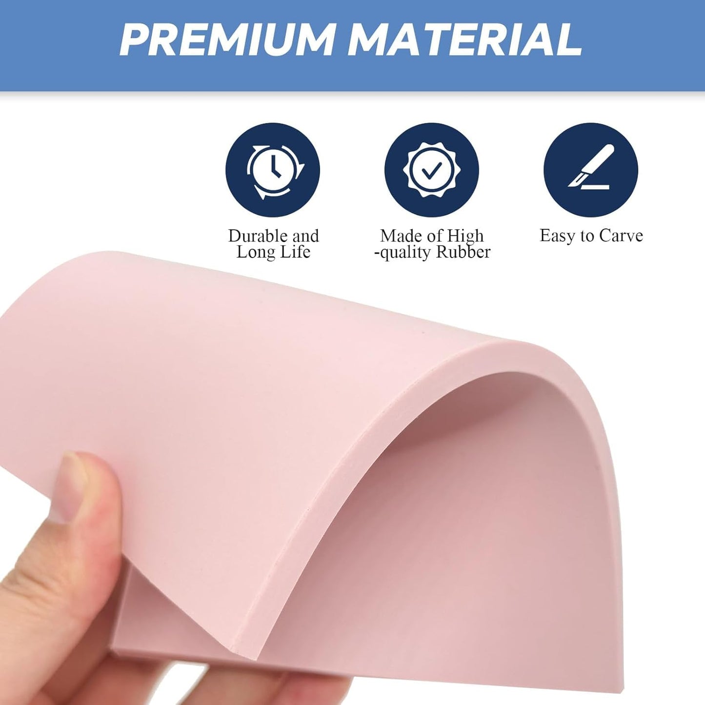 5 Pack 8"x6" Pale Pink Rubber Stamp Carving Blocks Pink Rubber Carving Blocks Linoleum Block for Stamp Maker Printmaking Supplies