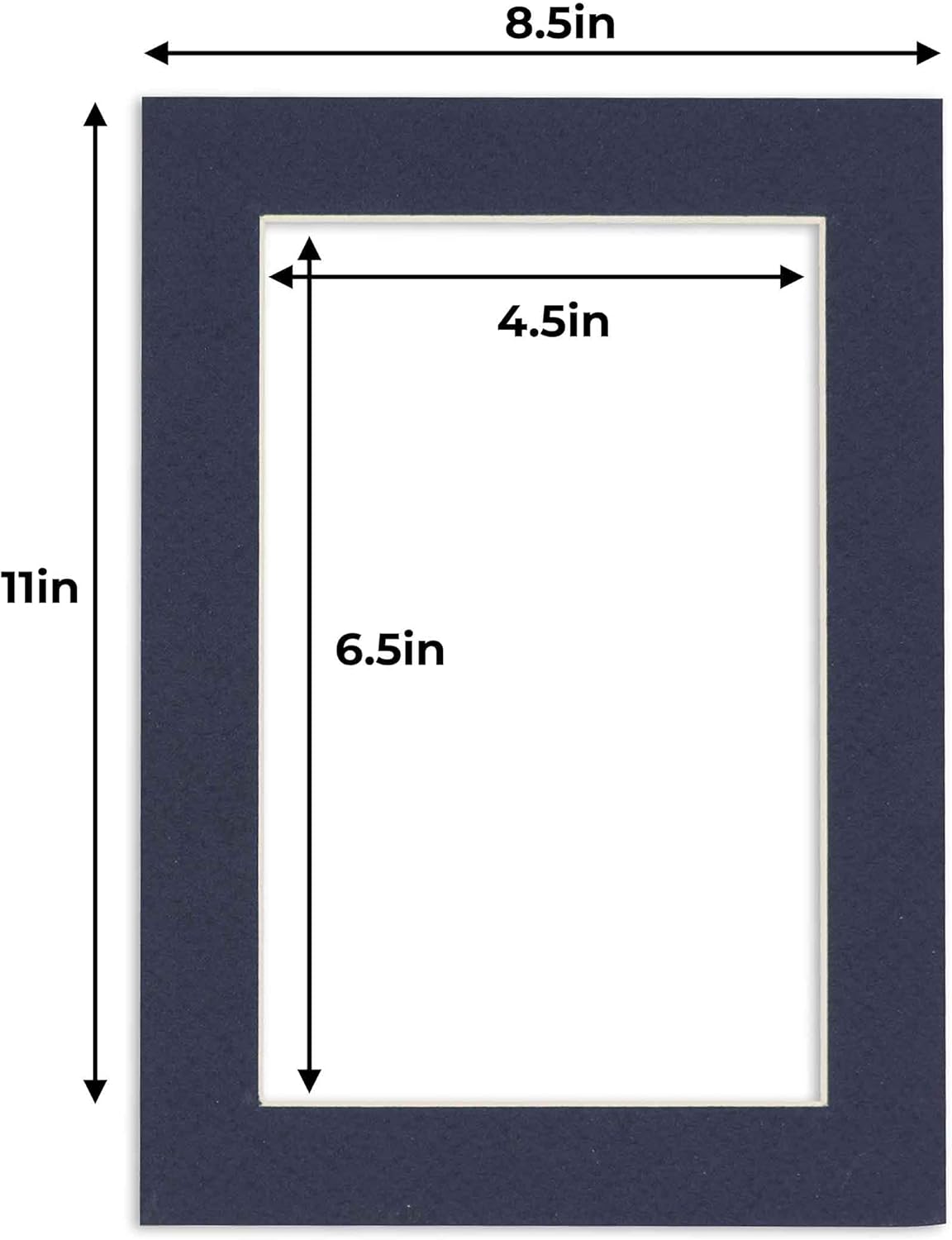 5x7 Mat for 8.5x11 Frame - Precut Mat Board Acid-Free Navy 5x7 Photo Matte Made to Fit a 8.5x11 Picture Frame, Premium Matboard for Family Photos, Show Kits, Art, Picture Framing, Pack of 1 Mat