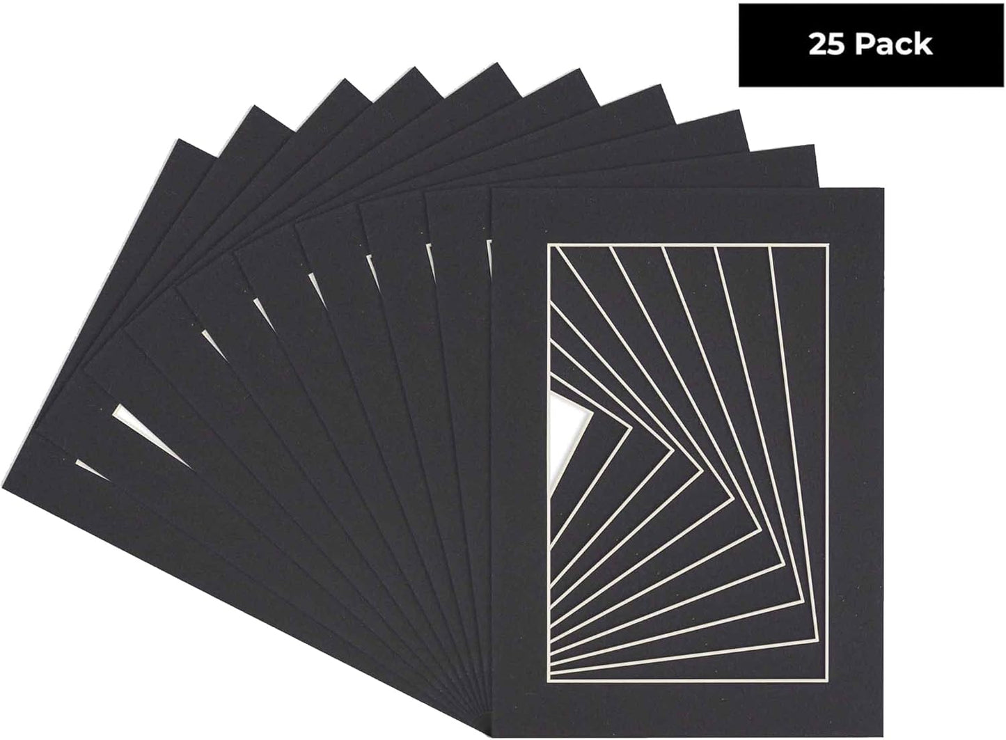 5.5x8.5 Mat for 8.5x11 Frame - Precut Mat Board Acid-Free Black 5.5x8.5 Photo Matte For a 8.5x11 Picture Frame, Premium Matboard for Family Photos, Show Kits, Art, Picture Framing, Pack of 25 Mats