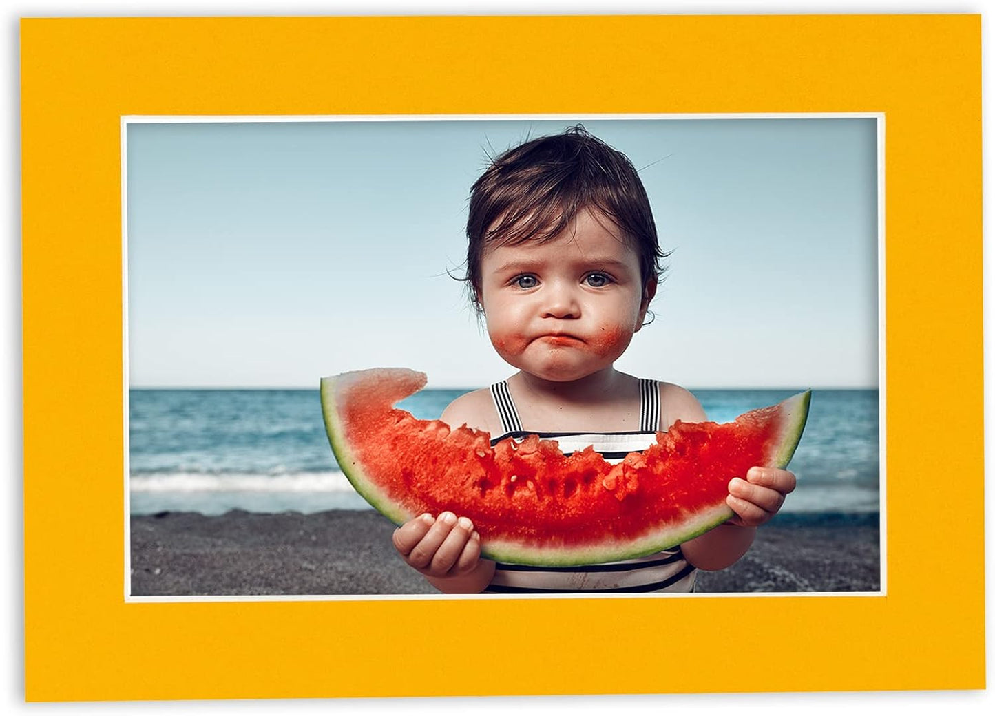 Pack of TEN 8x10 Mats Bevel Cut for 6x8 Photos - Acid Free Golden Orange Precut Matboards For Pictures, Photos, Framing - 4-ply Thickness