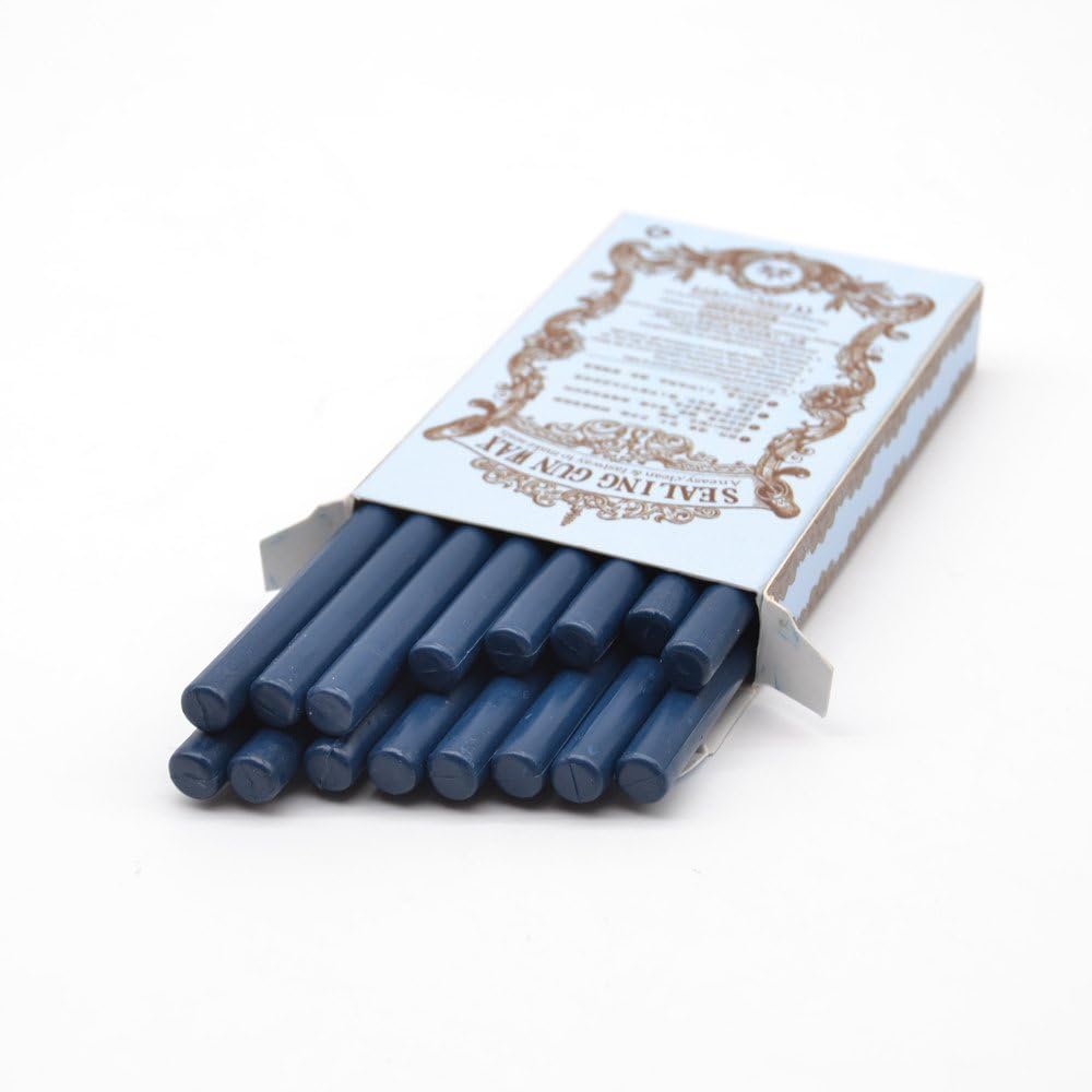 Navy Blue Mini Glue Gun Sealing Wax Stick for Metal Stamp, Making Seals Decoration for Wedding Invitation Envelope Thanks Card Christmas Gift Wrapping, Pack of 16