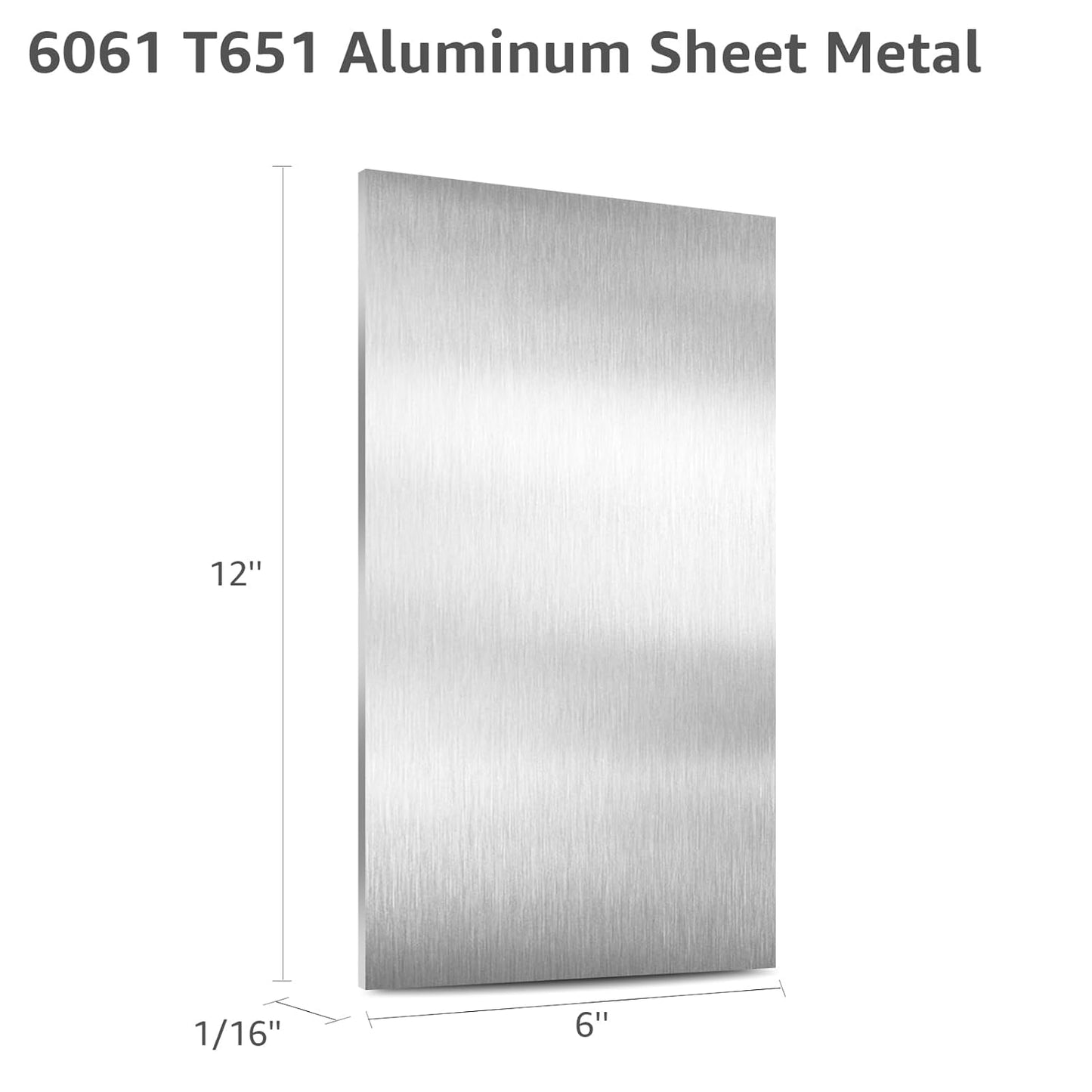 6061 T651 Aluminum Sheet Metal 6" x 12" x 1/16" (0.06") Rectangle Metal Plate Covered with Protective Film, 1.5mm Flat Aluminum Plate for Crafting and Industry