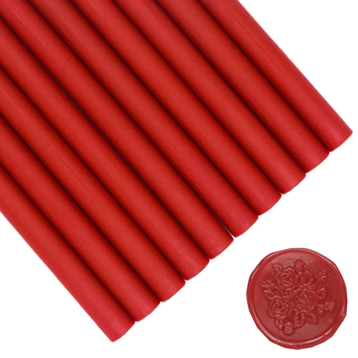 Red Wax Sealing Sticks, ONWINPOR 10pcs Glue Gun Wax Seal Sticks for Wax Seal Stamp, Letter Sealing Wedding Invitations, Cards Envelopes (Red)