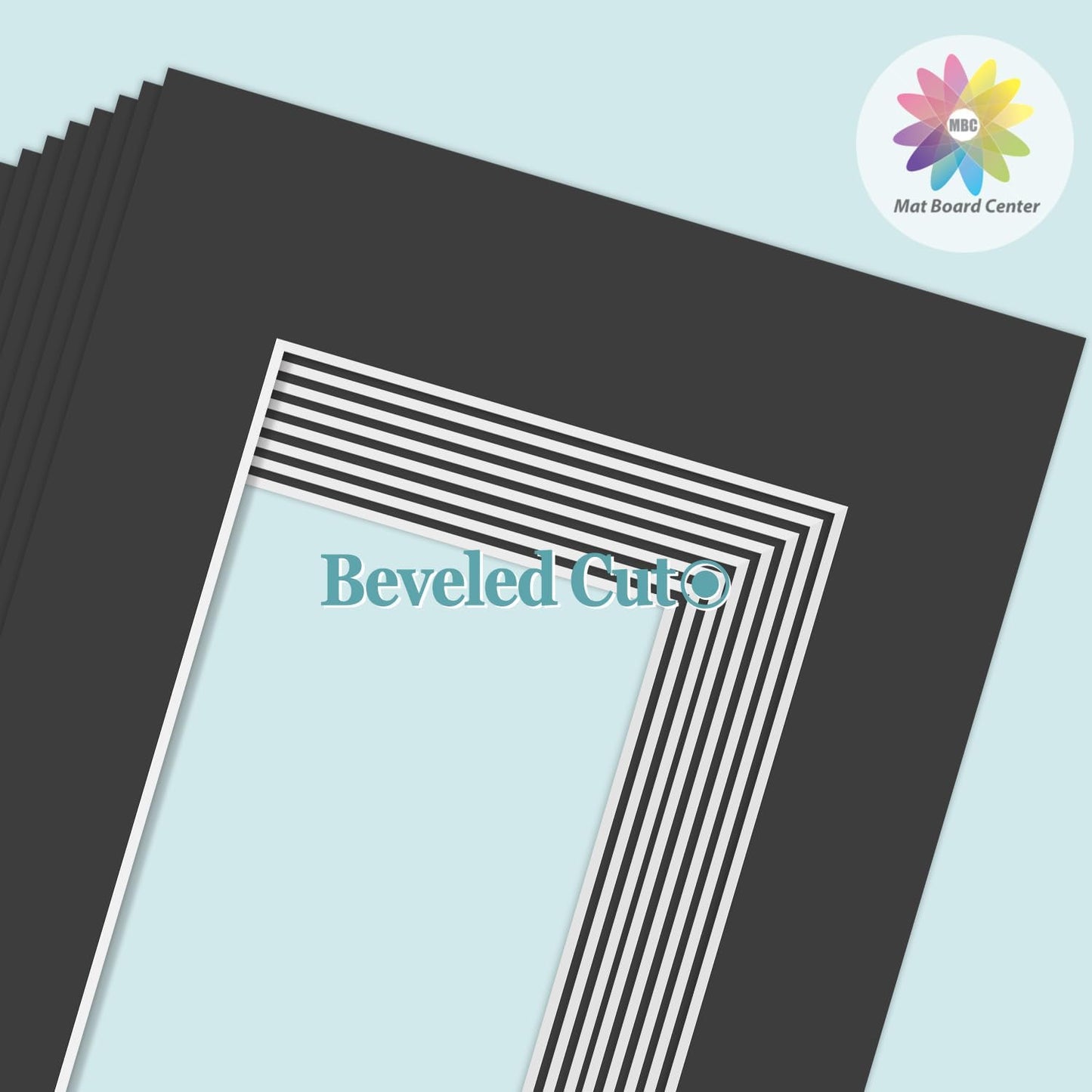 MBC Mat Board Center, 10 Pack 9X12 for 6X8 Black Picture Mats Frame Mattes, Bevel Cut, Acid Free, 4-Ply Thickness