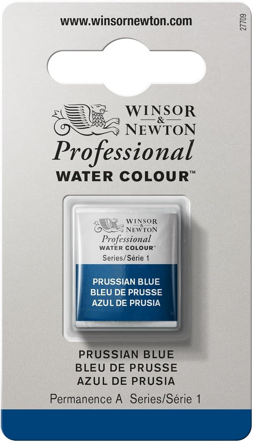 Winsor & Newton Professional Water Colour Paint, Half Pan, Prussian Blue