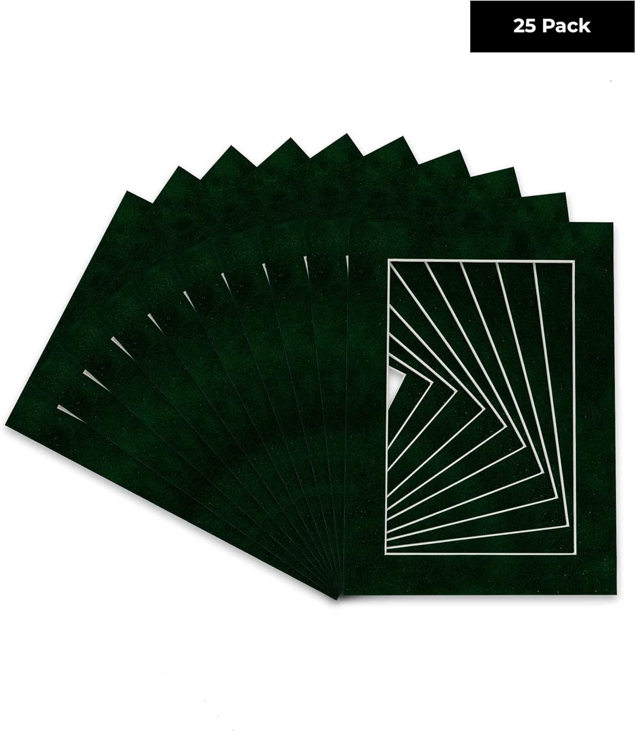 Pack of 25 Acid Free 11x14 Mats Bevel Cut for 8.5x11 Photos - Green Suede Precut Matboards For Pictures, Photos, Framing - 4-ply Thickness