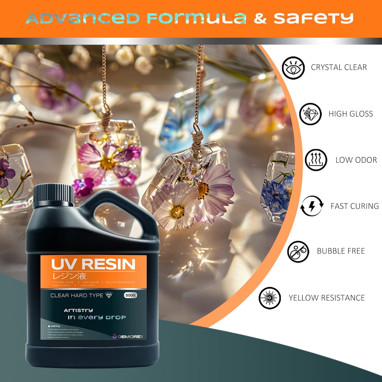 UV Resin Crystal Clear Hard Type - Fast Curing UV Epoxy Resin for Jewelry Making Craft Decoration, Hard Transparent Glue Solar Cure Sunlight Activated Resin Casting, Coating 1000g
