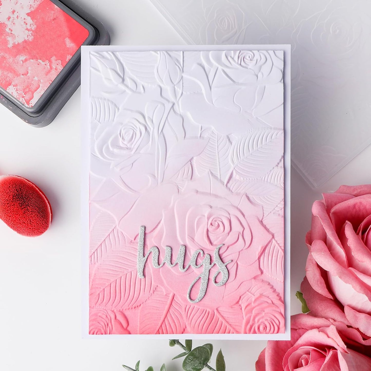 BAOFALI 3D Plastic Embossing Folders Rose for DIY Scrapbooking Photo Album Card Paper Craft Decoration for Card Making,Embossing Template Paper Card 6.3" L x 4.5" W Embossing Stencil