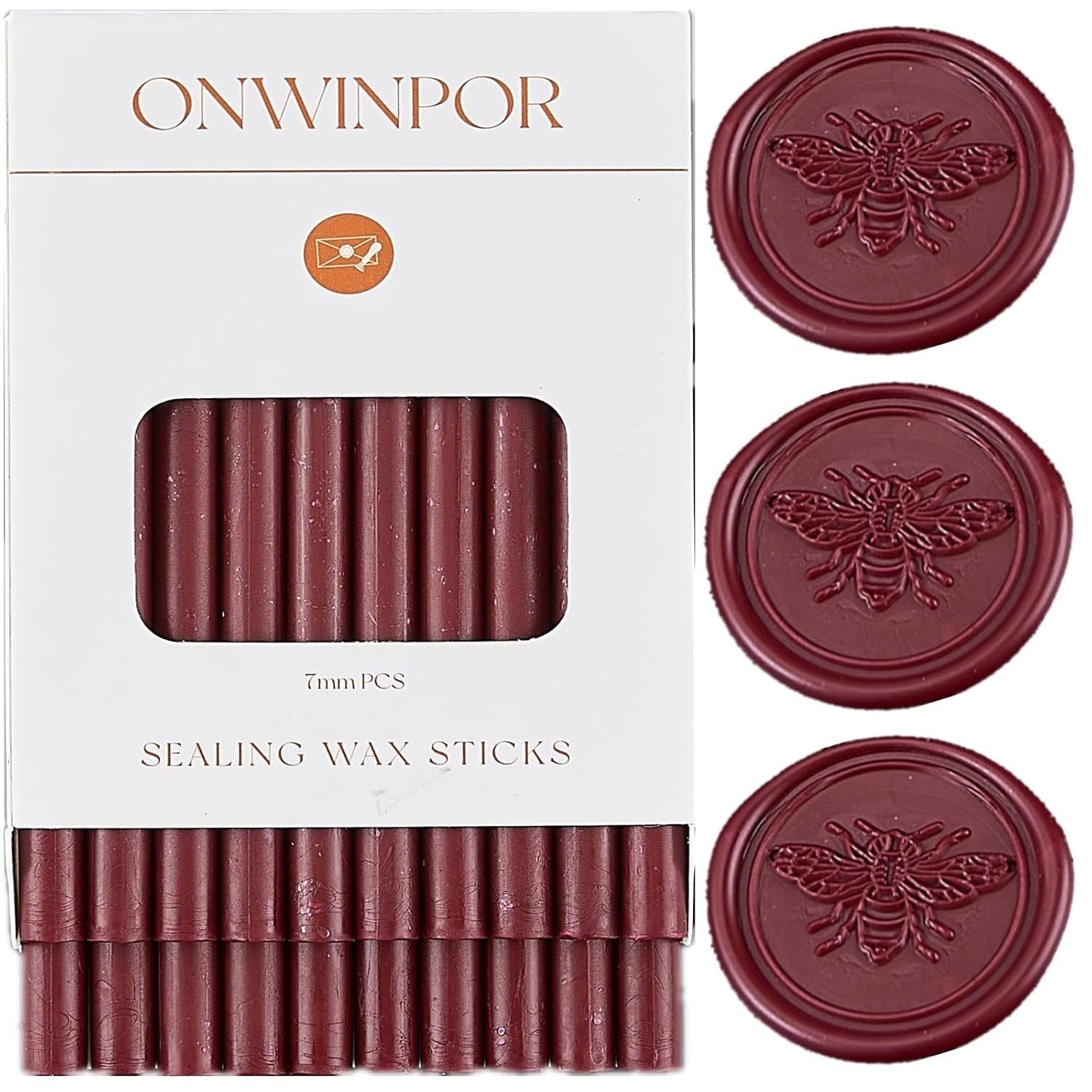 Crimson Wax Seal Sticks, ONWINPOR 20pcs Glue Gun Wax Sealing Sticks for Wax Seal Stamp, Dark Red Mini Sealing Wax Sticks Suit for 0.28''Glue Gun (Crimson Red)