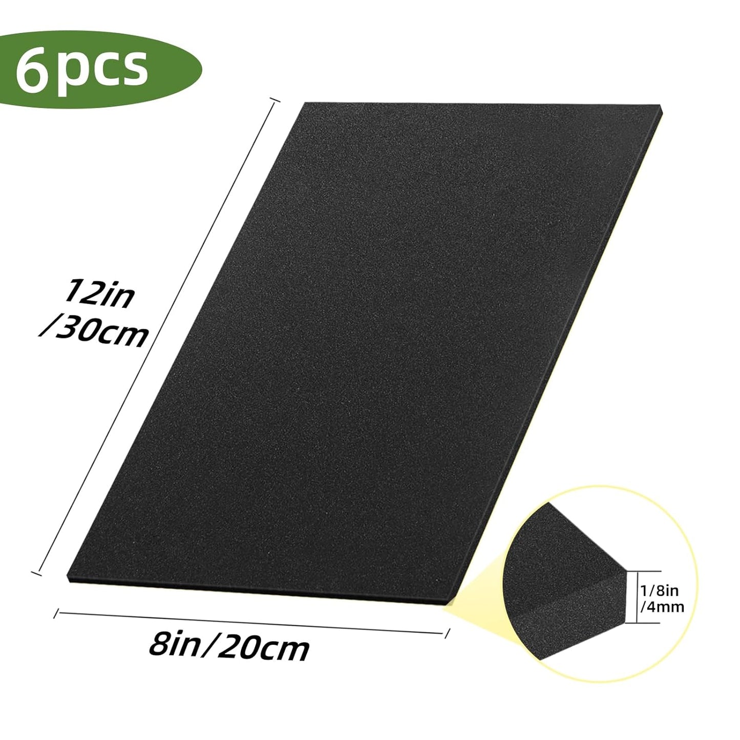 6 Pcs Adhesive Foam Padding, 12in X 8in Closed Cell Foam Sheet, 1/8in Thick Sticky Neoprene Rubber Pad, Anti-Slip, Soundproof and Anti Vibration