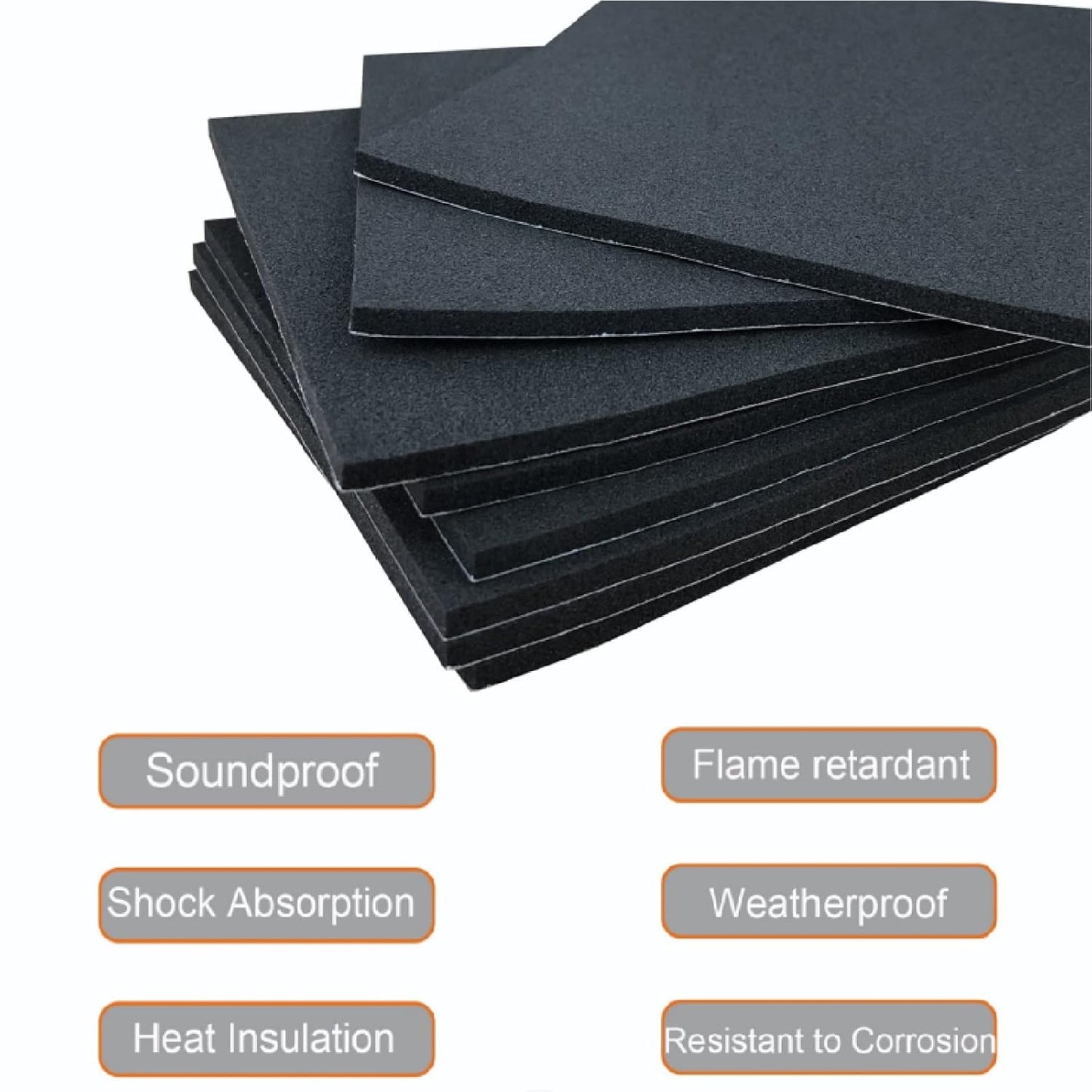 Adhesive Foam Padding, 8 Pieces Neoprene Foam Anti Vibration Pads High Density Closed Cell Foam Sheet, Insulation Soundproofing Black (6" x 6" x 1/16", 8 Pcs)