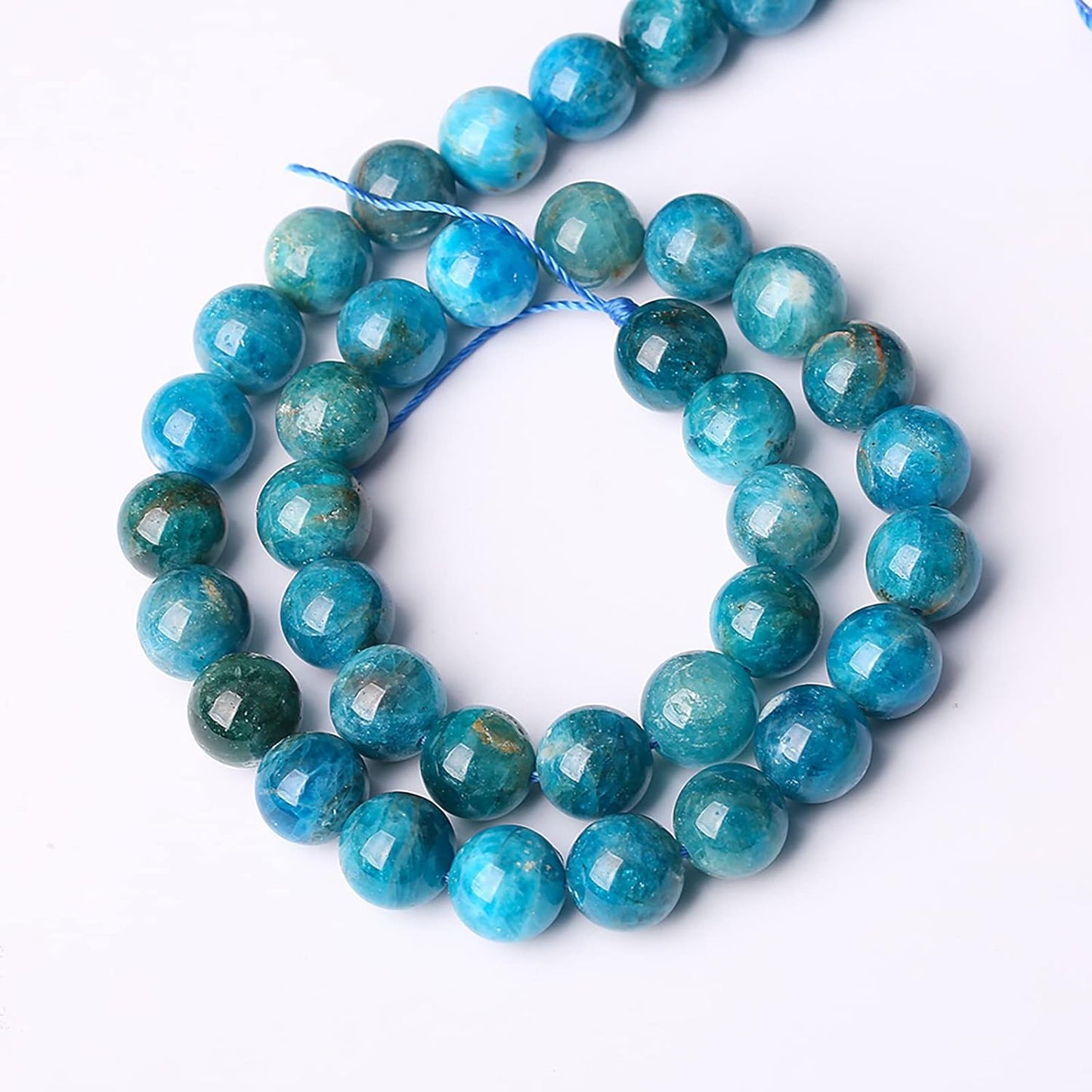 38PCS 10mm AAA Natural Blue Apatite Stone Beads Gemstone Round Loose Spacer Beads for Jewelry Making DIY Bracelet Necklace 15"