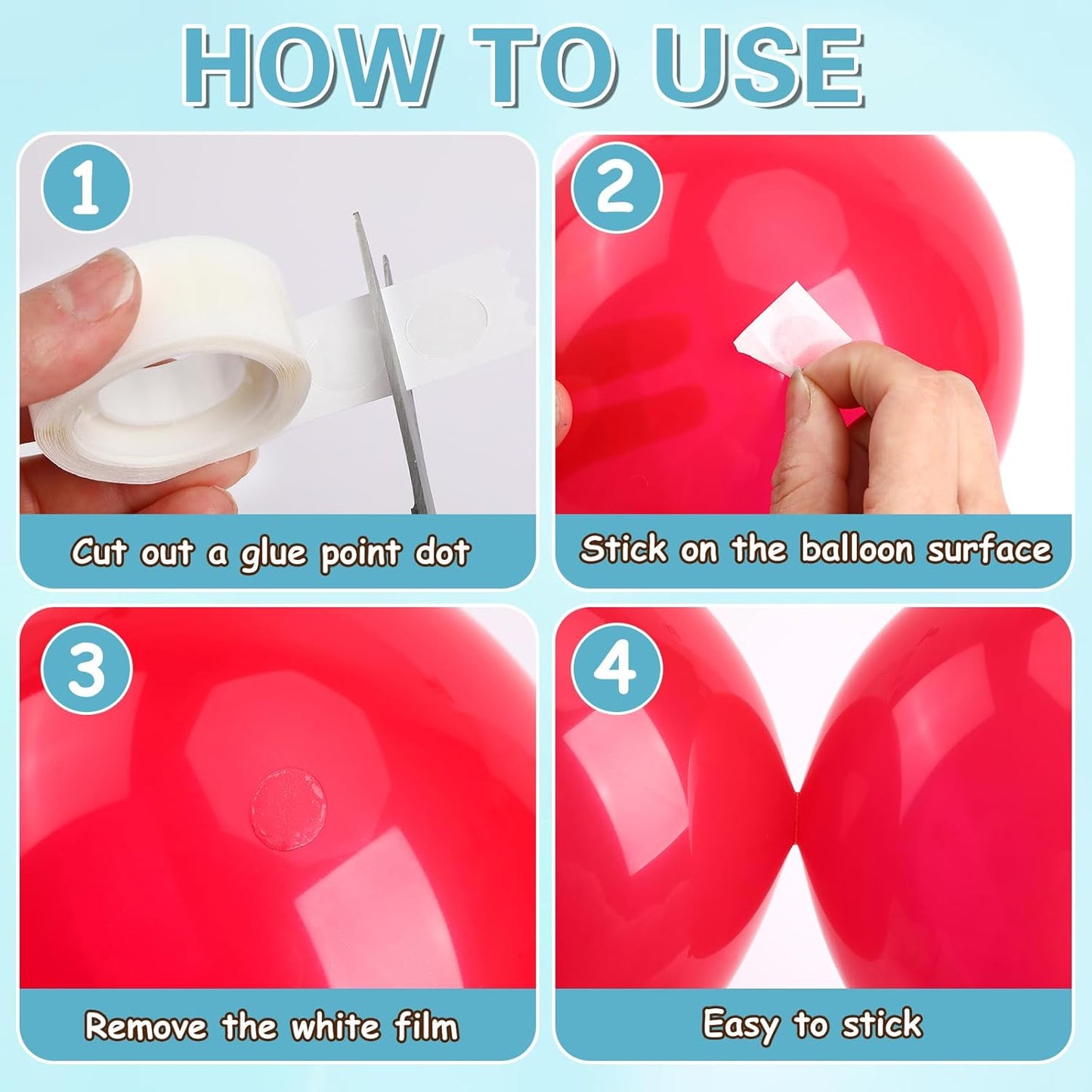UPINS Glue Points Dots, 1500Pcs Balloon Glue Adhesive Dots Double Sided Removable Glue Tape Dots for Balloons Crafts Decoration, 6 mm
