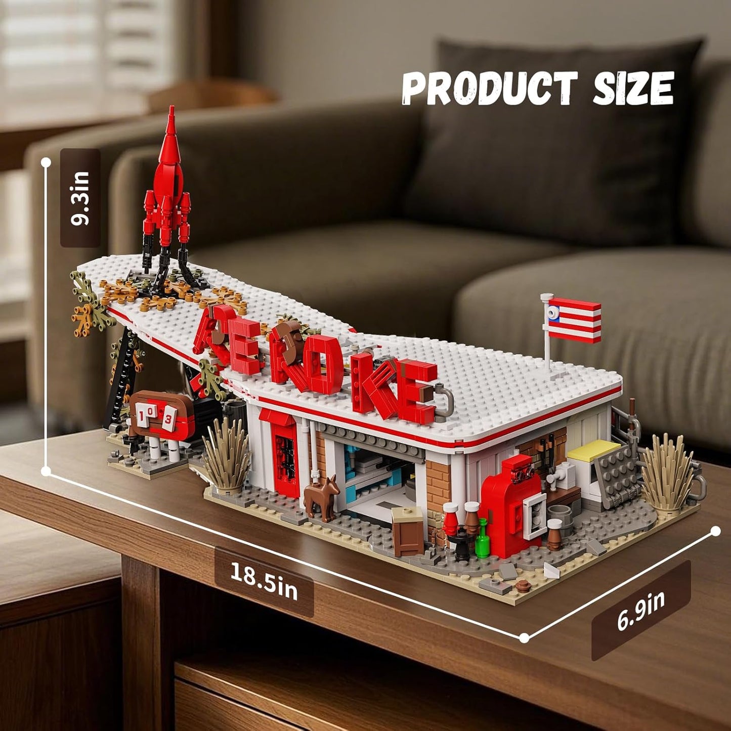 Rocket Gas Station Building Blocks Set, MOC Rocket Architecture Toy Model Kit for Collectors, Compatible with Lego for Adults, Gift Idea for Kids & Teens Boys 8-14 (1526 PCS)