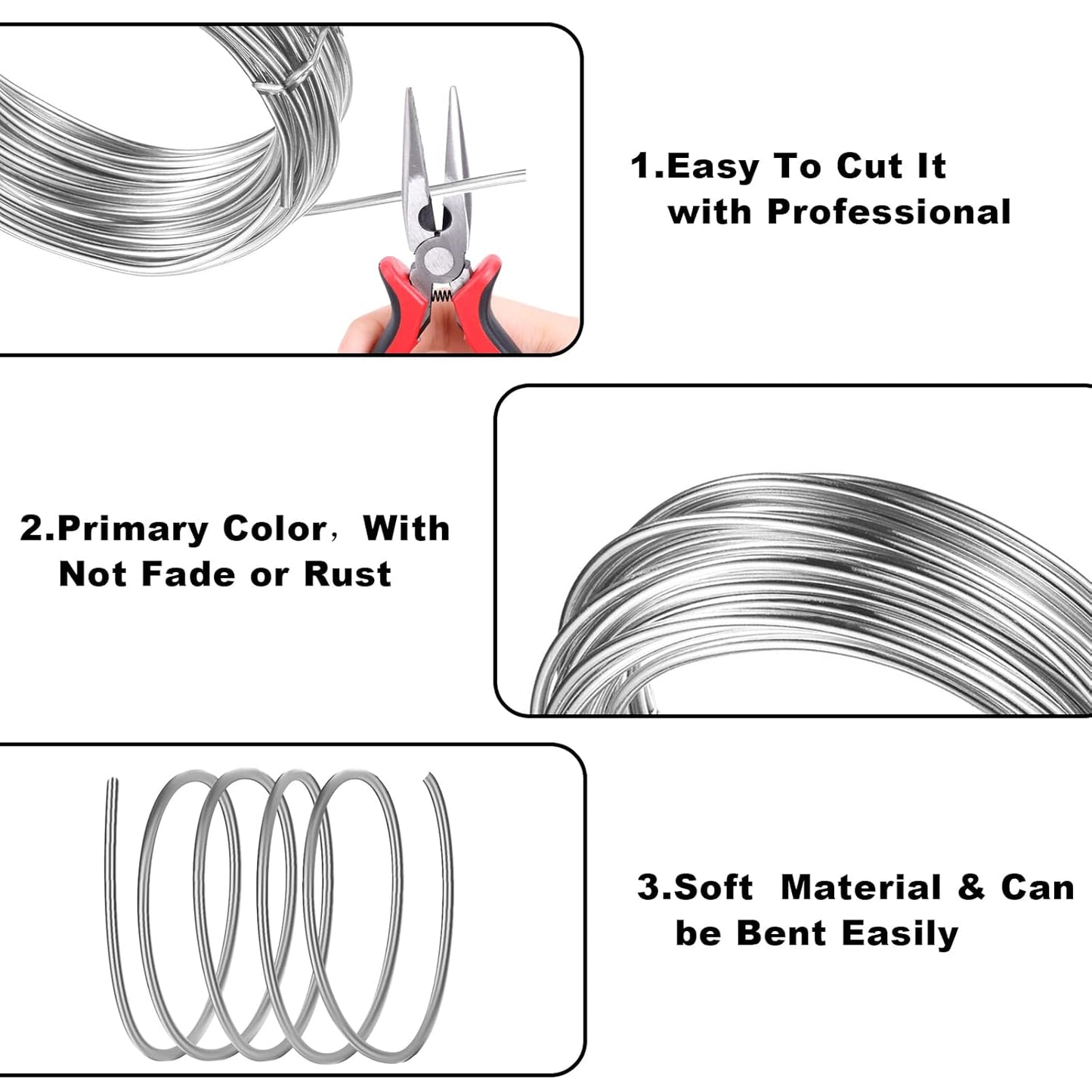 2mm Aluminum Wire, 100 Feet 12 Gauge Bendable Anodized Metal Wire for Sculpting, Jewelry Making, Armature Making, Weaving and Wrapping, Crafting