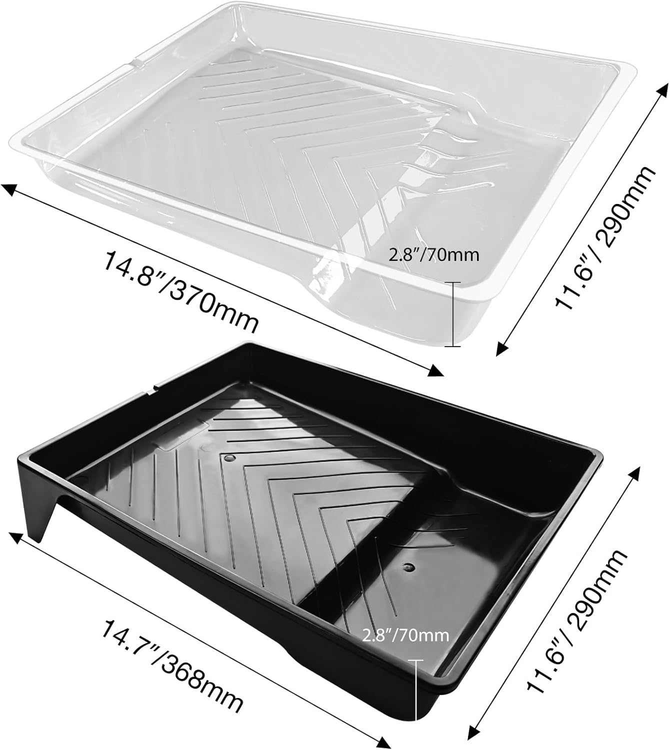 Great Andrew 4 Pack Paint Tray Liners 9 Inch, 2 PC Sturdy Plastic Tray with 2 PCS Disposable Paint Tray Liners, Paint Roller Trays, Paint Pan Liners for DIY Painting Projects, Walls, Furniture
