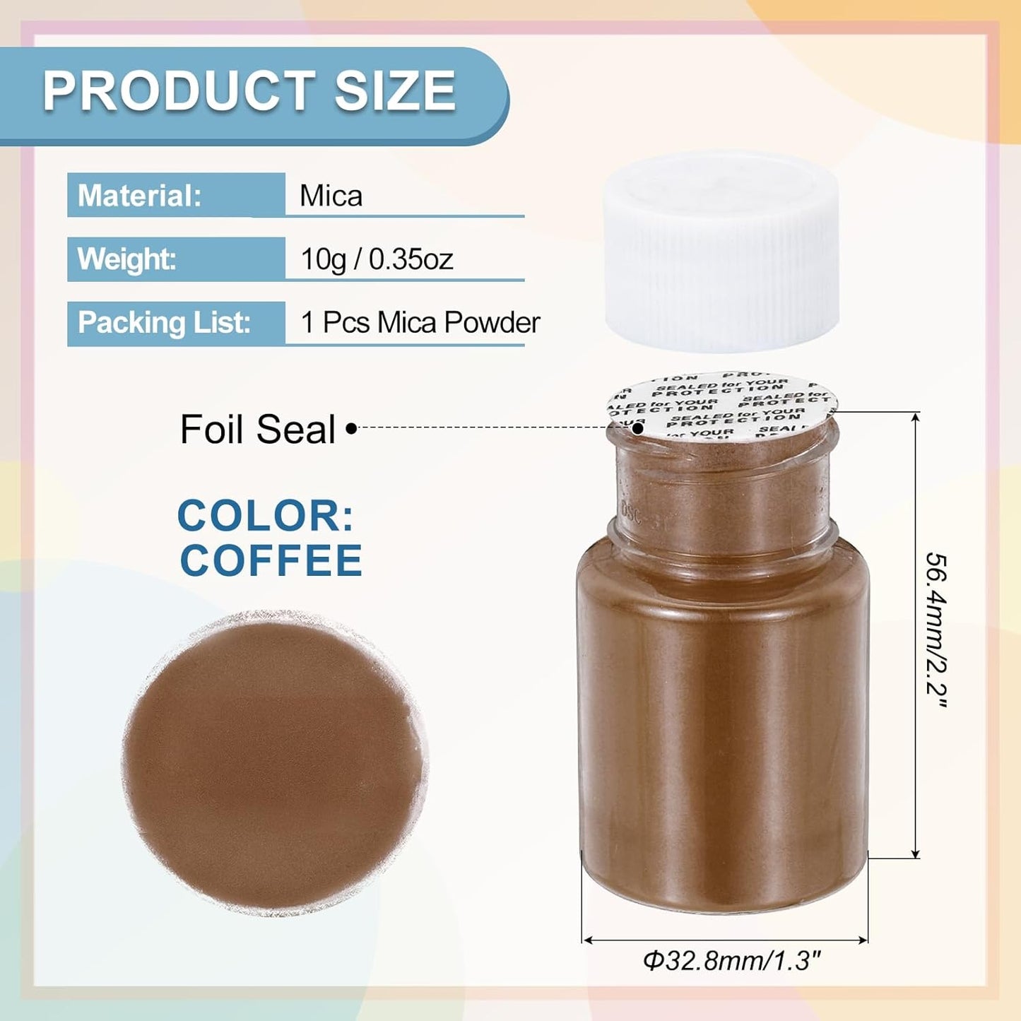 uxcell 10g/0.35oz Cosmetic Grade Mica Powder, 600 Mesh Mica Powder Natural Resin Epoxy Pigment Powders for Casting Resin, Candle Dye, DIY Nail Polish and Lip Gloss, Coffee