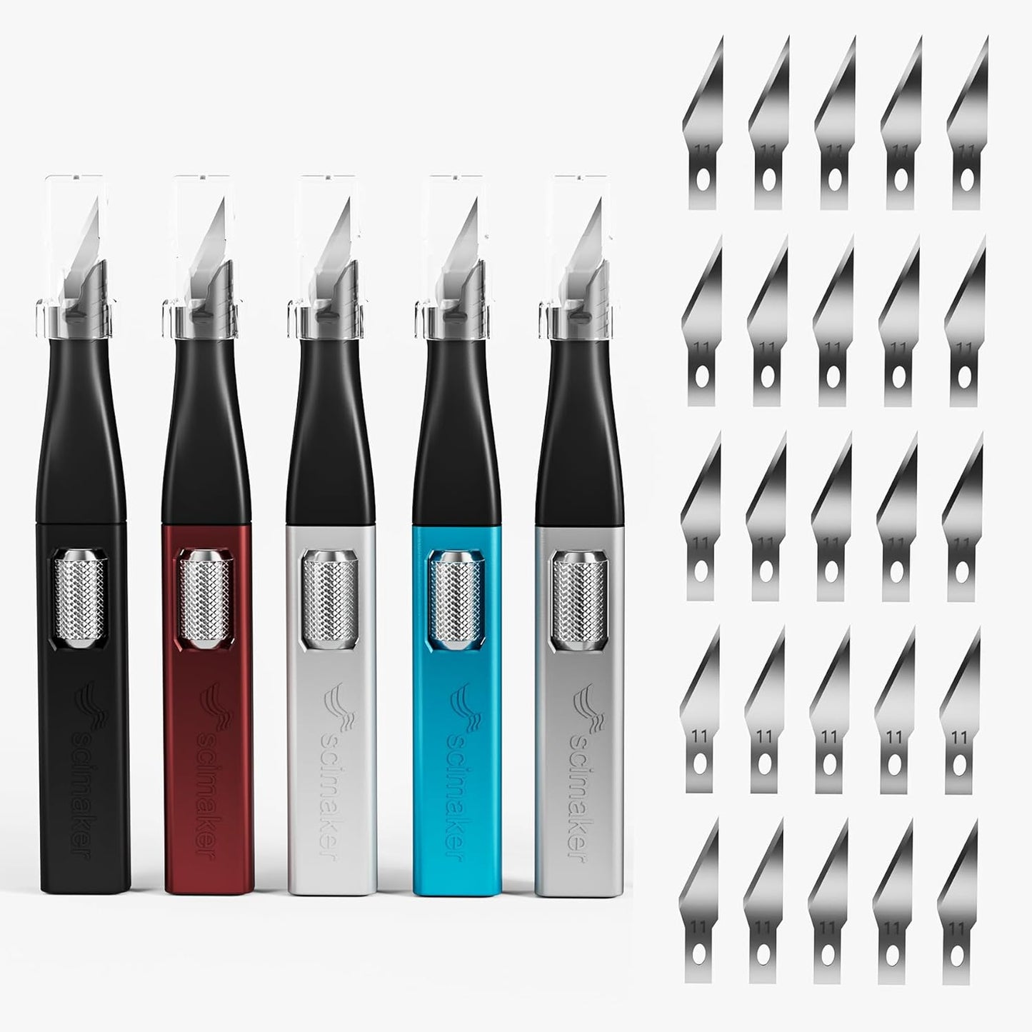 5 PCS Exacto Knife,Hidden Blade Design at The End,Comes with 5 Spare High Qualiry Carbon Steel Exacto Knife Blades. Craft Knife for Crafting, Arts,Modeling,Scrapbooking,Stencil,DIY Projects.5 Color