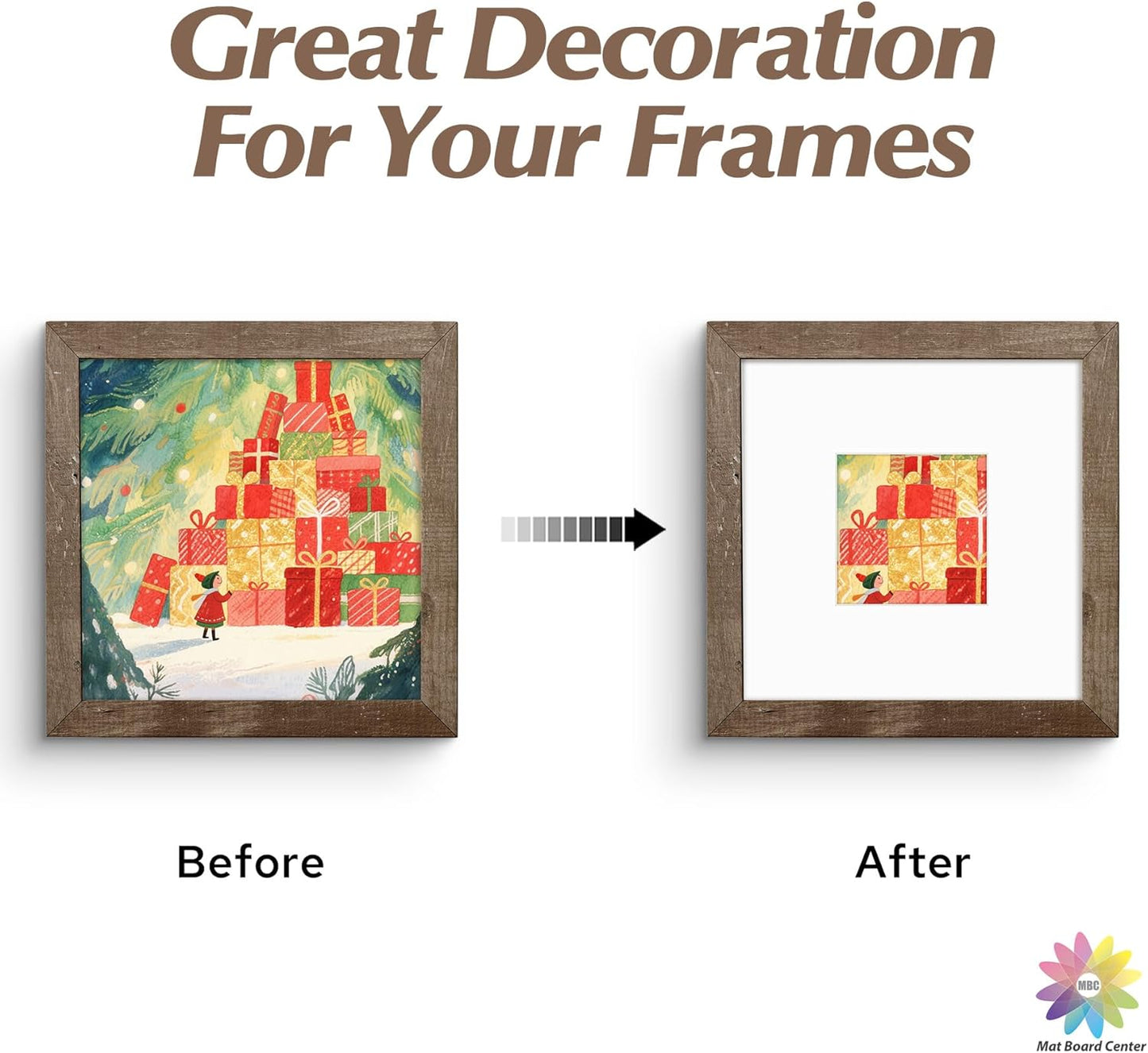 Mat Board Center, 8x8 White Mats for 4x4 Pictures - Acid Free, 4-ply Thickness, White Core, Bevel Cut - for Artworks, Photos, Framing - Pack of 12
