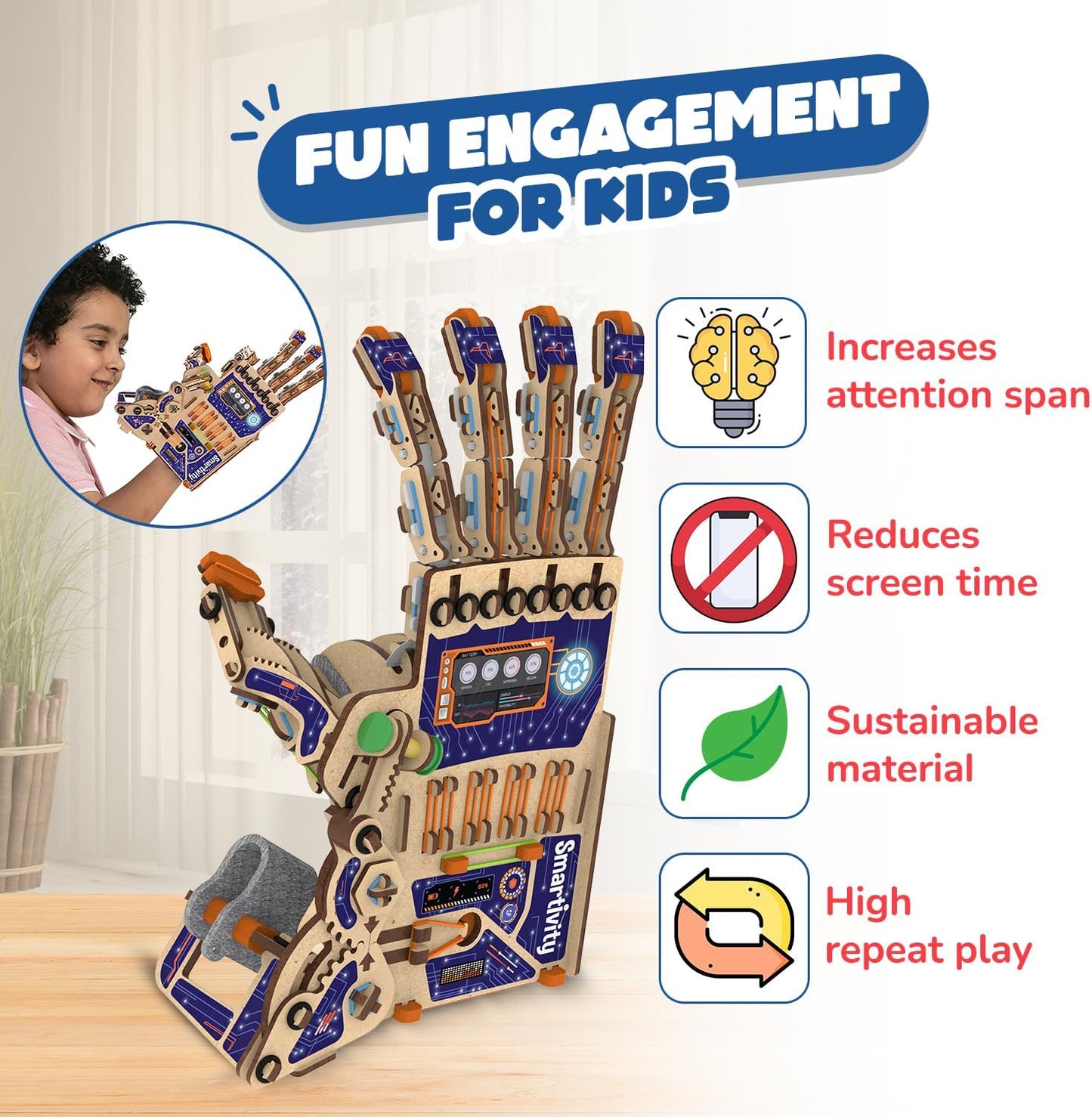 Smartivity DIY Robotic Mechanical Hand STEM Toy for Kids 8-9-10-11-12-13-14 Years Old | Parents Choice Award Winner I Birthday Gift for Smart Kids | Engineering Kit for 8-14 Years Old Boys & Girls