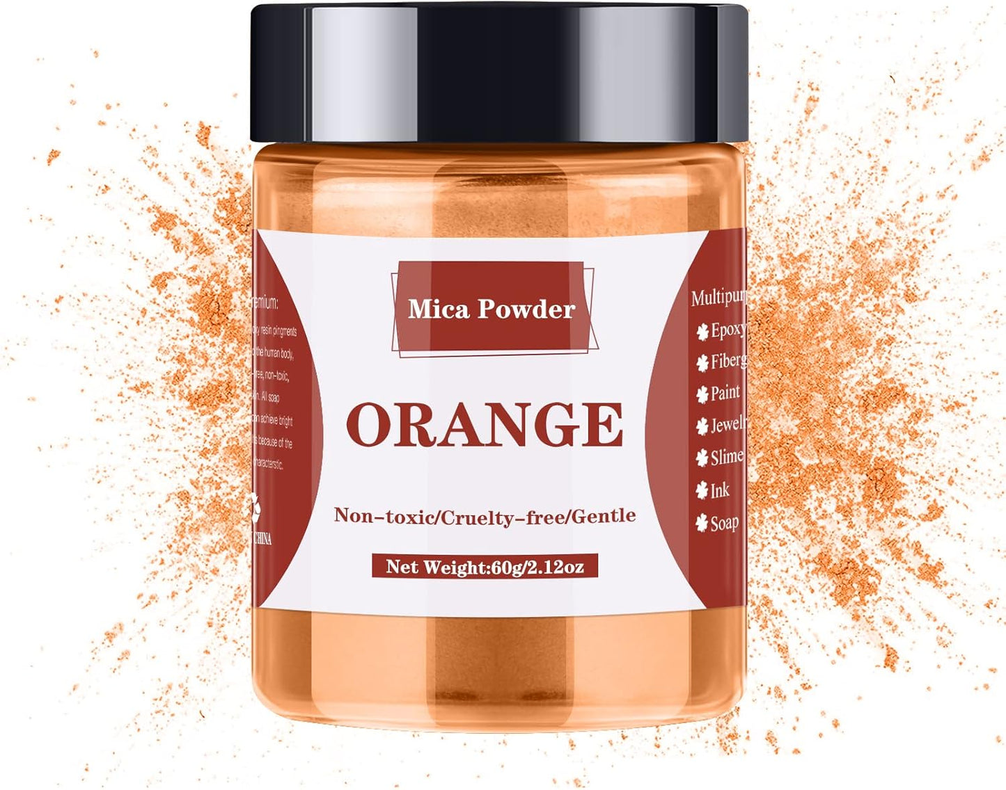 Orange Mica Powder - 60g Mica Powder for Epoxy Resin - Pearl Pigment Powder Dye for Resin/Eye Shadow/Soap Making/Nails/Bath Bombs etc.