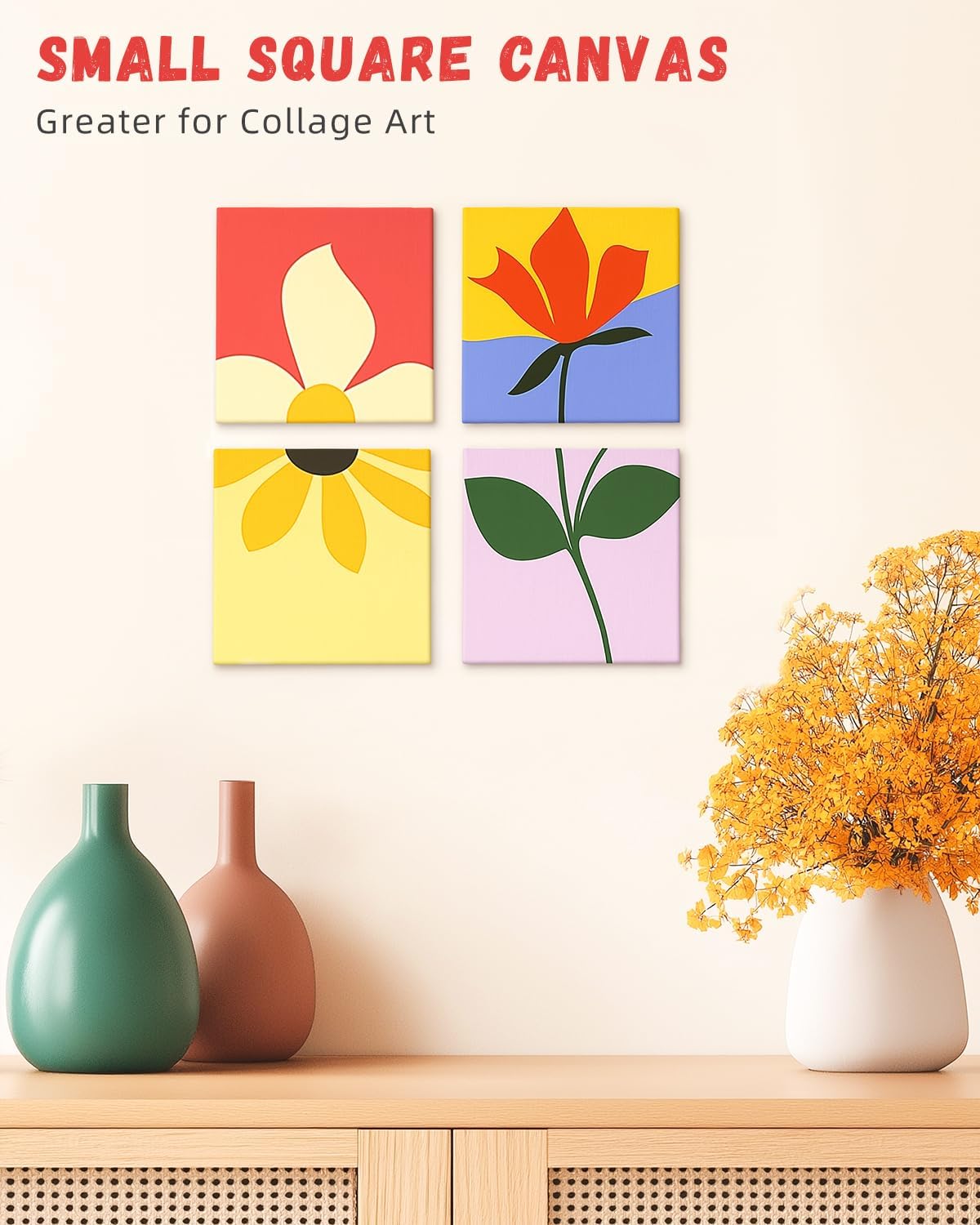 Simetufy Mini Canvas Boards for Painting 12 Pack 4x4inch, White Blank Paint Canvas Panels 100% Cotton Primed Acid Free for Oil, Watercolor, Acrylic, Gouache