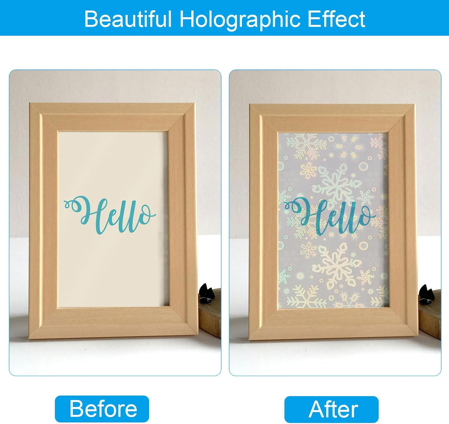PATIKIL 11.7x8.3" Holographic Sticker Paper, 10Sheets A4 Polypropylene Self-adhesive Transparent Waterproof Laminate Overlay Film for Photo Cards Scrapbook Decorations, Snowflake