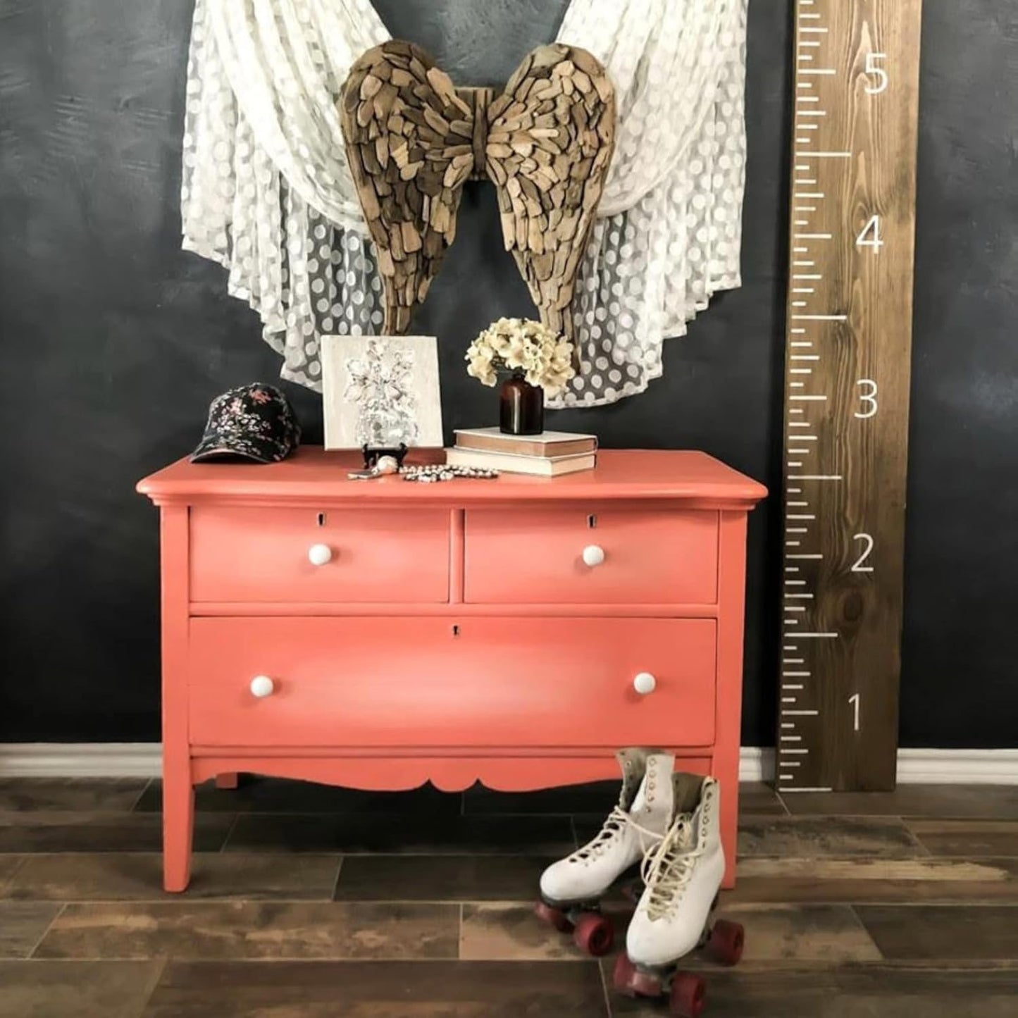 Dixie Belle Paint Company Chalk Finish Furniture Paint - Flamingo (8oz) - Matte Bright Coral Chic Chalk Mineral DIY Furniture Paint