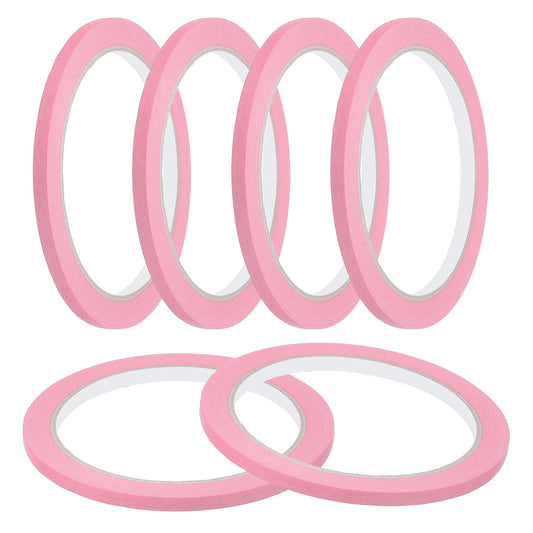MECCANIXITY Masking Tape 0.2 Inch x 21 Yard Painter's Tape Pink Paint Tapes for DIY Crafts Arts Drawing Decoration Labeling Car Painting Artist Teachers, Pack of 6