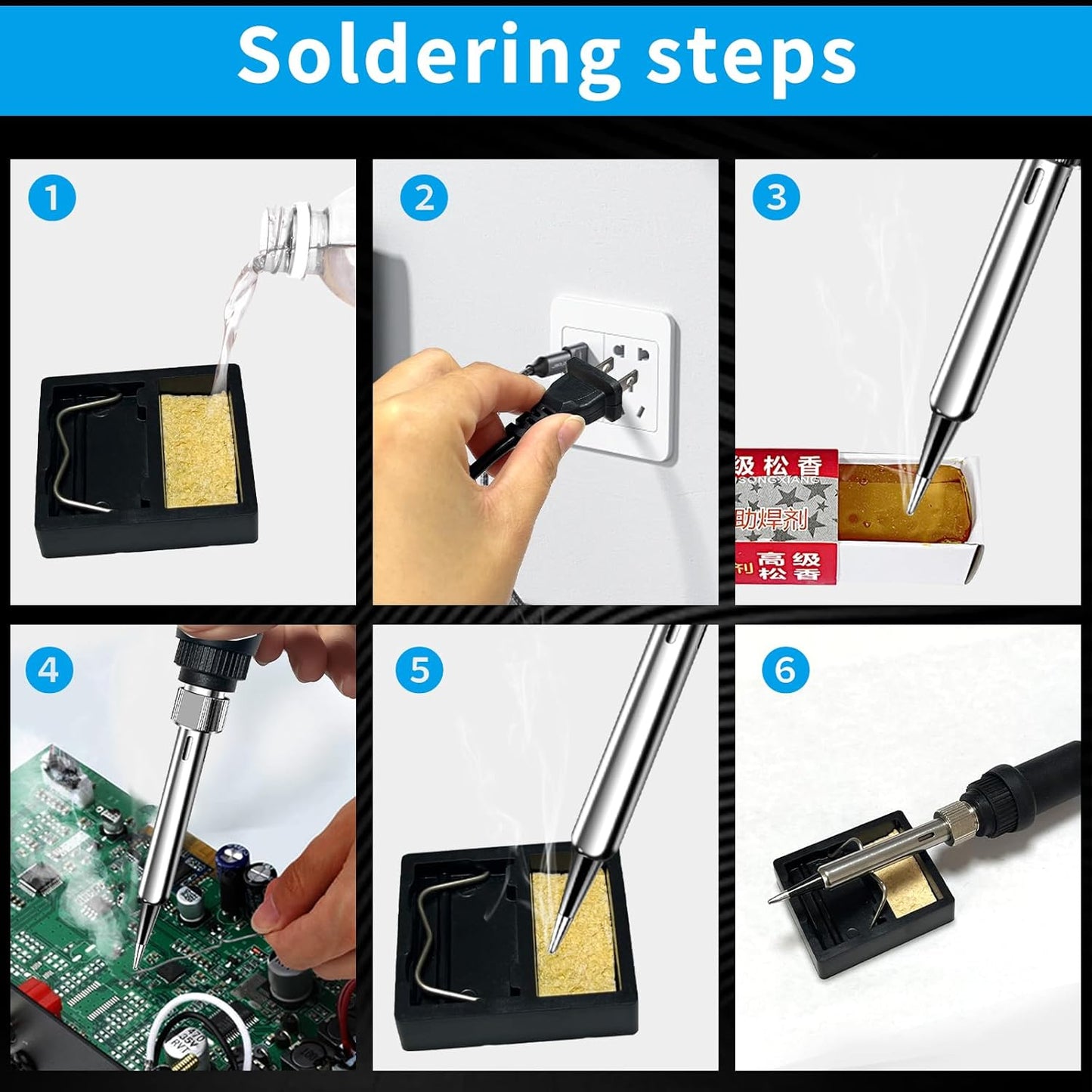 Soldering iron kit, 110V, 80W, fast heating within 10 seconds LCD digital adjustable temperature soldering iron gun, thermostatic soldering iron kit for electronic equipment