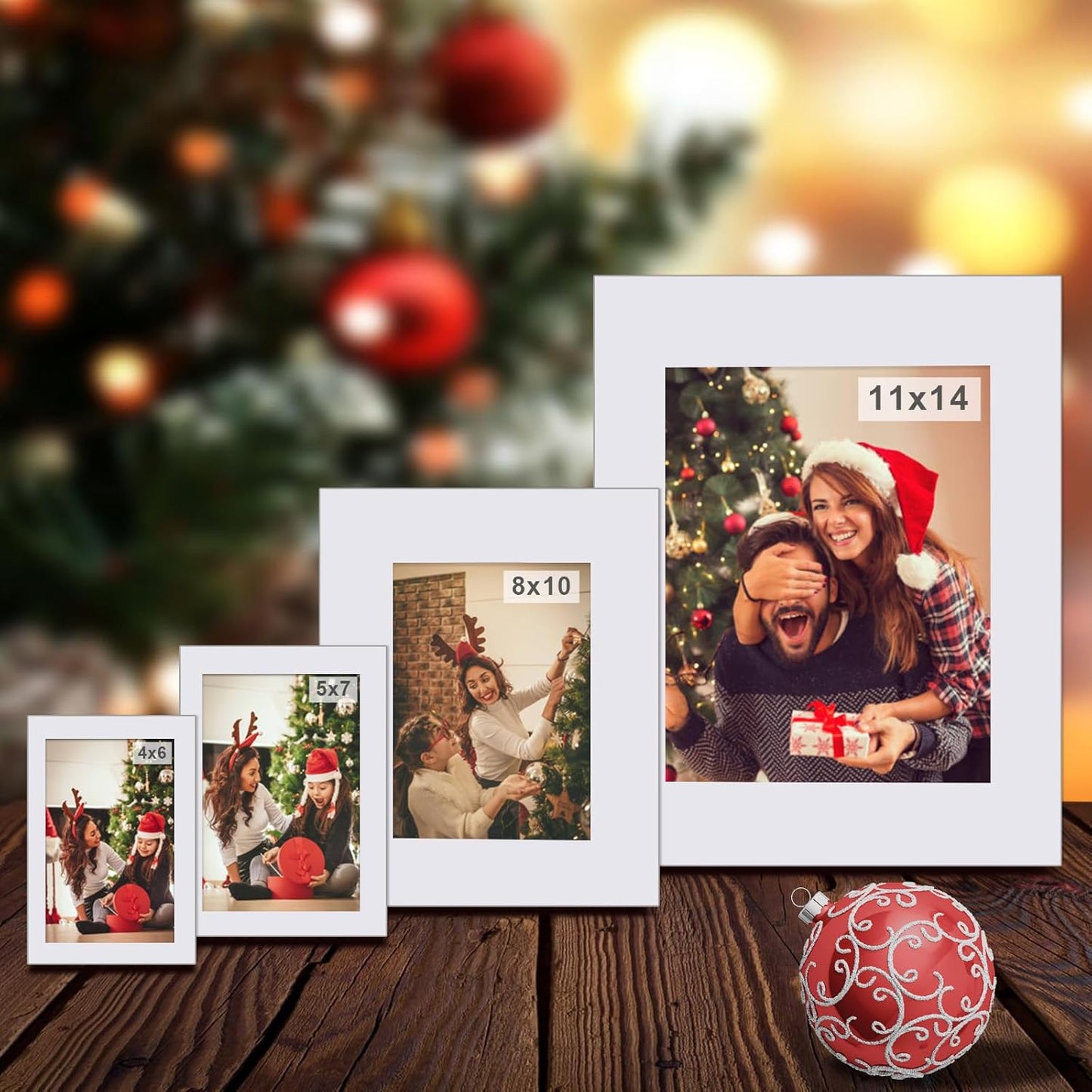 Egofine 6x8 White Picture Mats, Frame Mattes for 4x6 Pictures, Acid Free, 1.2mm Thickness, with Core Bevel Cut - Pack of 14