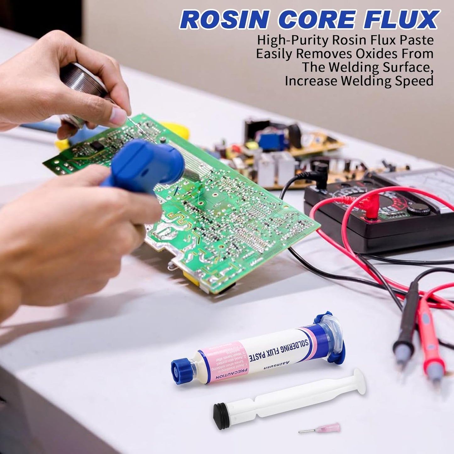 Solder flux for Electronics Soldering, No Clean Soldering Flux Paste (10CC) & Desoldering Wick (2pcs)