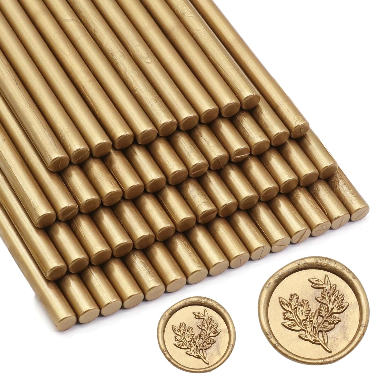 52pcs Antique Gold Wax Sealing Sticks, Andotopee Glue Gun Adhesive Seal Sticks for Stamp Seals, Premium Sealing Wax for Envelope Seals Wedding Invitation Craft Adhesive, Great Gift Ideas (Mini Size)