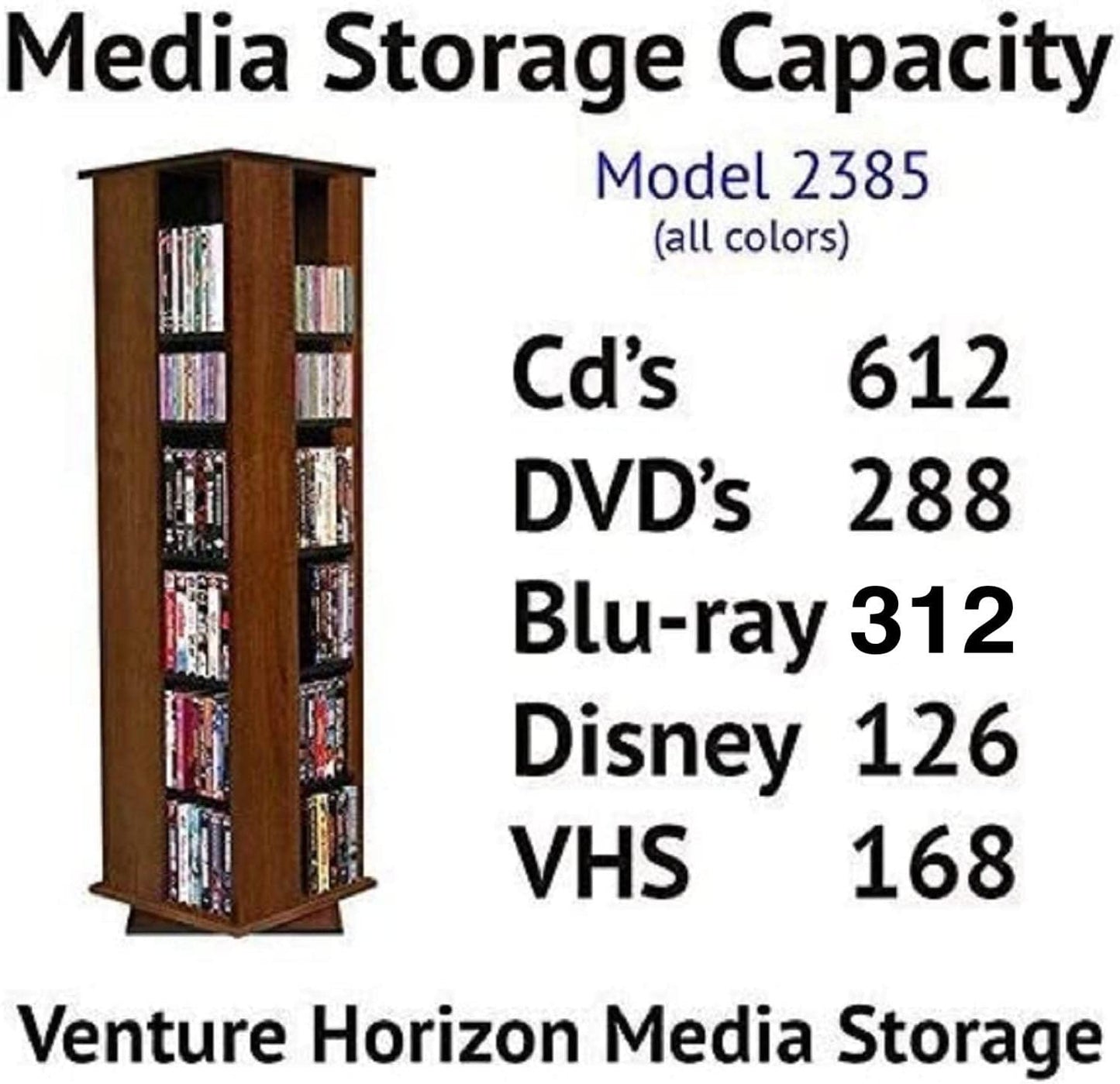 Venture Horizon Revolving Media Tower 600 Walnut