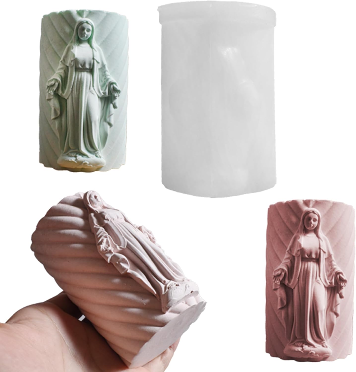 Religion Cylinder Nativity Jesus Angel Soap Resin Casting 3D Nativity Scene Candle Making Molds