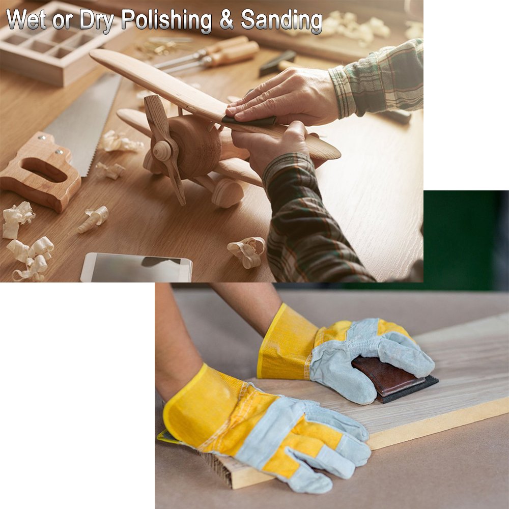 9x11 inch 5 Sheets Sandpaper, Wet or Dry 12000 High Grit Extra Fine Sand Paper, Silicon Carbide Waterproof Abrasive Pads for Automotive Sanding, Wood Turing Finishing, Metal Furniture Polishing