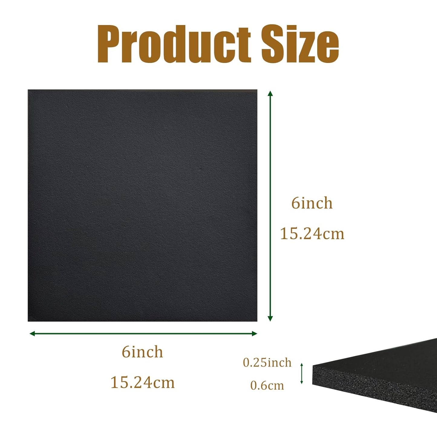 4 Pieces Adhesive Foam Padding 1/4 in Thick X 6 in X 6 in, Anti Vibration Pads, Closed Cell Foam Pads for Anti-Slip, Shock Absorption