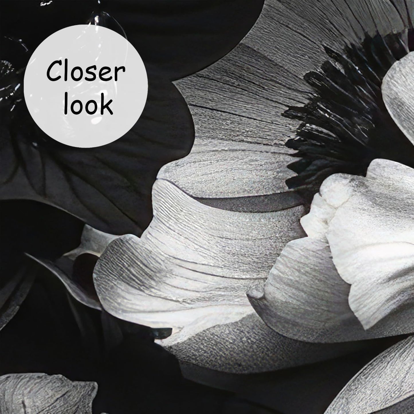 AFZEVEB-Black Peony Floral Wallpaper Vintage Large Flower Wall murals for Bedroom 136"x96"(Not Peel and Stick)