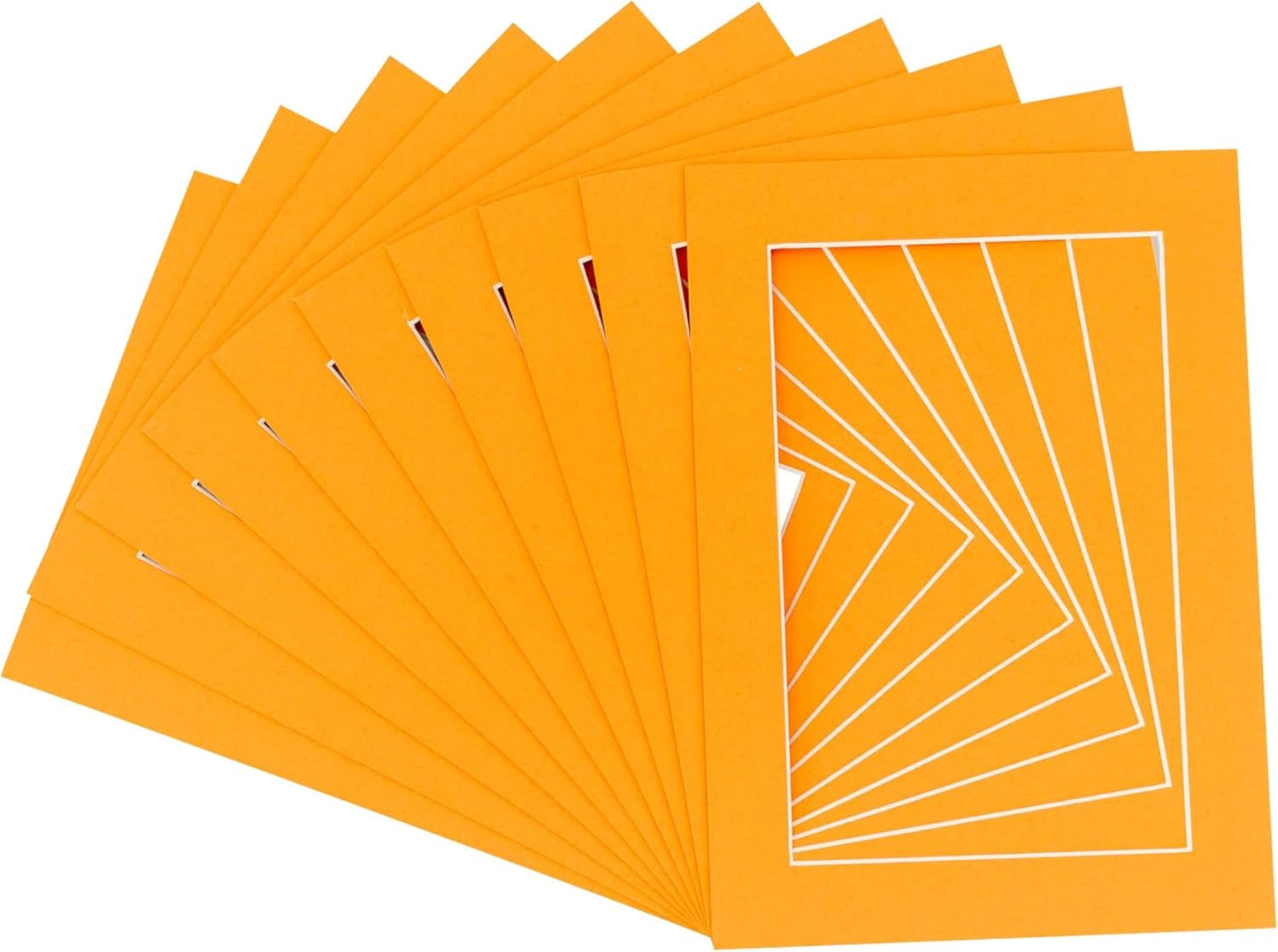 6x8 Mat for 8x10 Frame - Precut Mat Board Acid-Free Orange 6x8 Photo Matte Made to Fit a 8x10 Picture Frame, Premium Matboard for Family Photos, Show Kits, Art, Picture Framing, Pack of 10 Mats