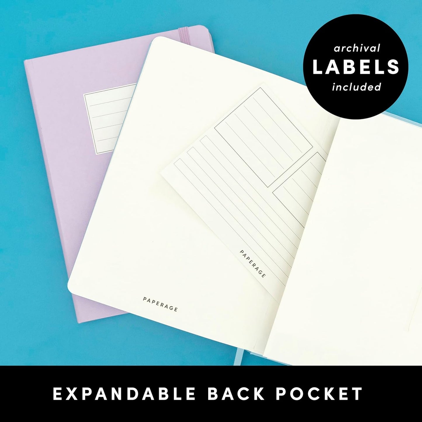 PAPERAGE Lined Journal Notebook, 10 Pack, (Black), 160 Pages, Medium 5.6 in x 8 in - 100 GSM Thick Paper – Hardcover Journaling Notebook for Work, School & Note Taking