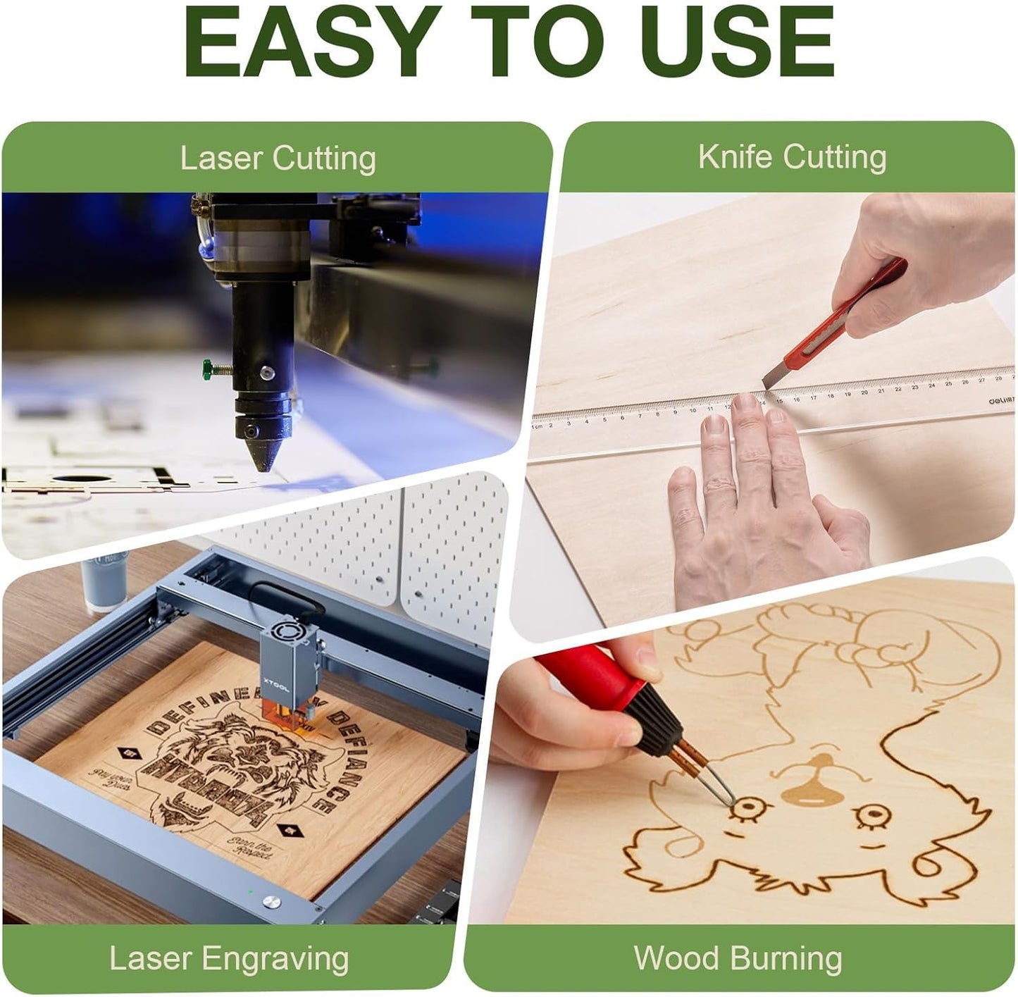 4 Pack Birch Plywood Sheets, 12 x 12 x 1/4 Inch, 6mm for Laser Cutting, Architectural Models, Wood Burning & DIY Crafts
