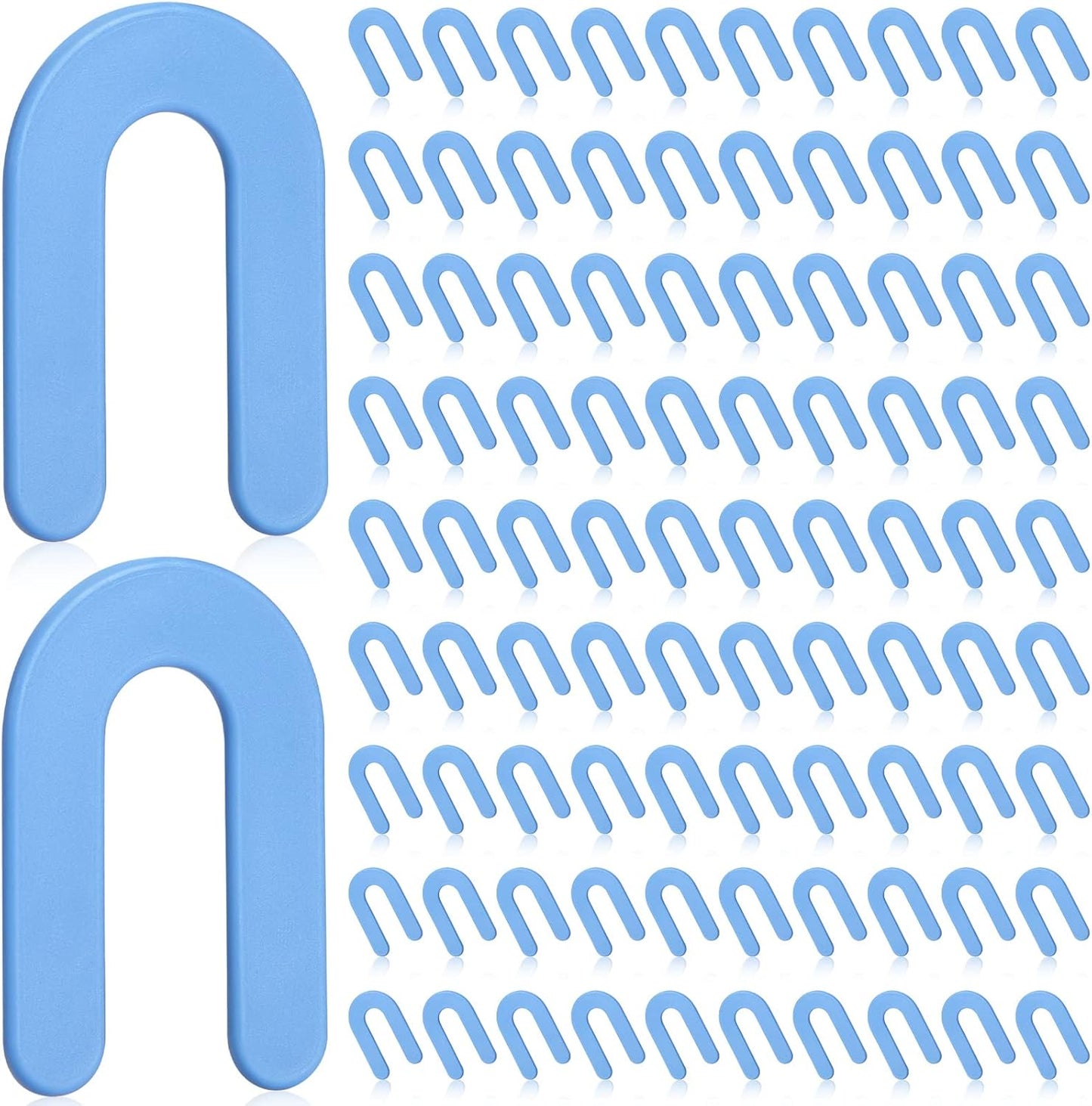 Yookeer 300 Pieces Tile Leveling System Tile Spacers 1/16 Inch, Horseshoe Shim U Shape Plastic Vitrolite Leveling Clips for Various Types, Blue
