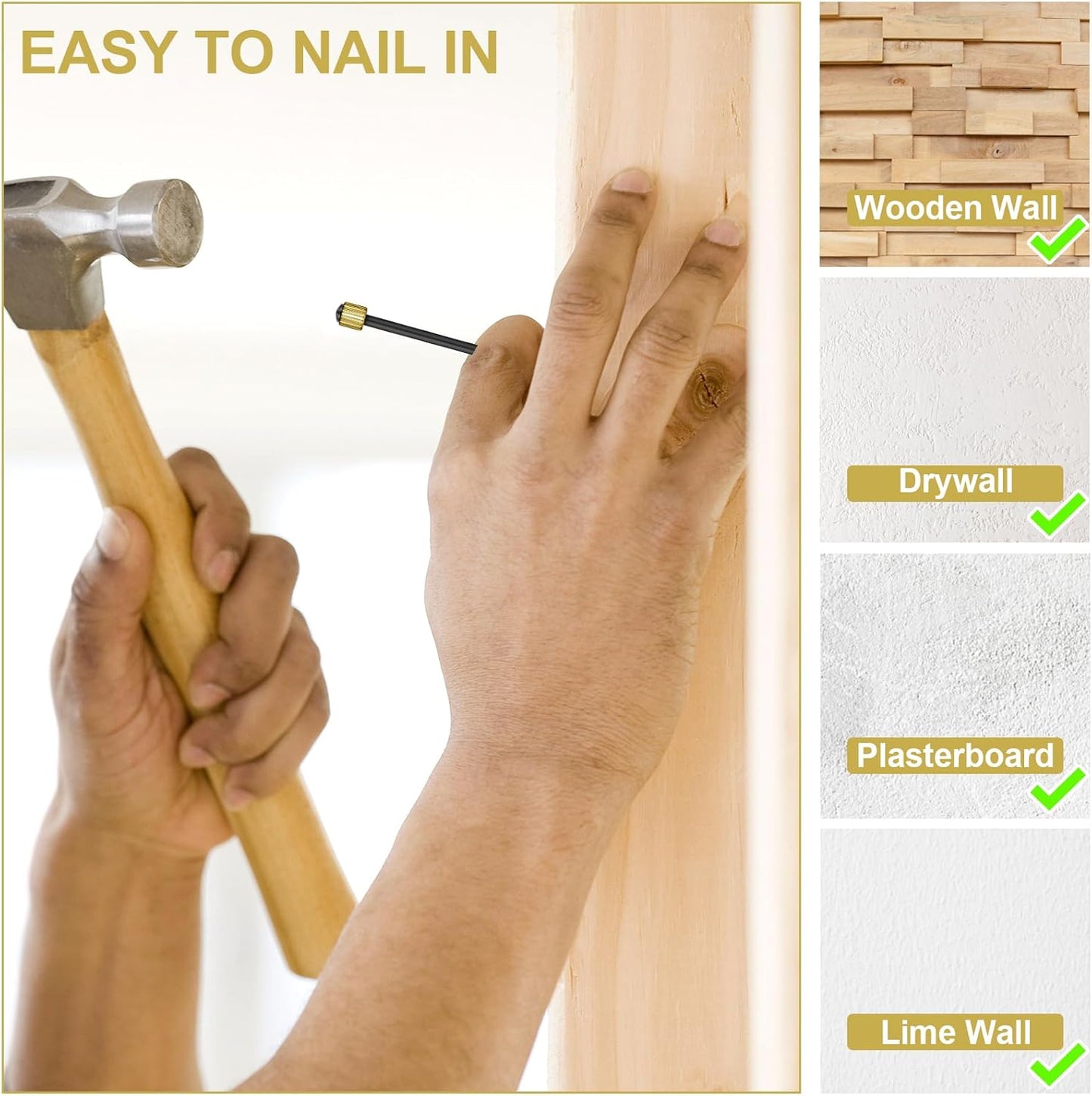120PCS Nails for Hanging Pictures, 4 Sizes Picture Hanging Nails for Wall Decoration Hanging Frame Kit Mirror Hanging Hardware Tool Hangers for Claw Drywall Nails (Small Medium Large Nails)