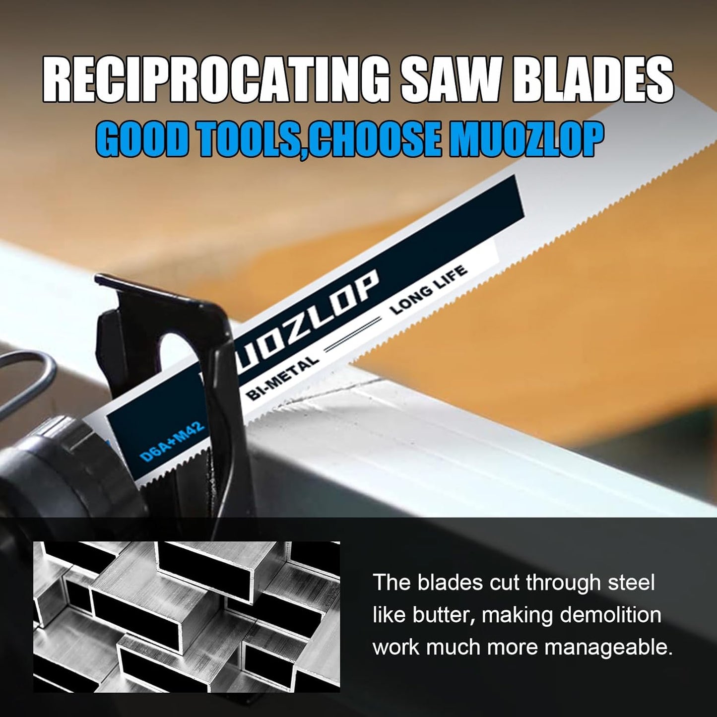 10 Pack 12 inch Reciprocating Saw Blades Set,14TPI High Carbon Saw Blades, Metal Saw Blades with Organizer Case (10, 14TPI/300mm)