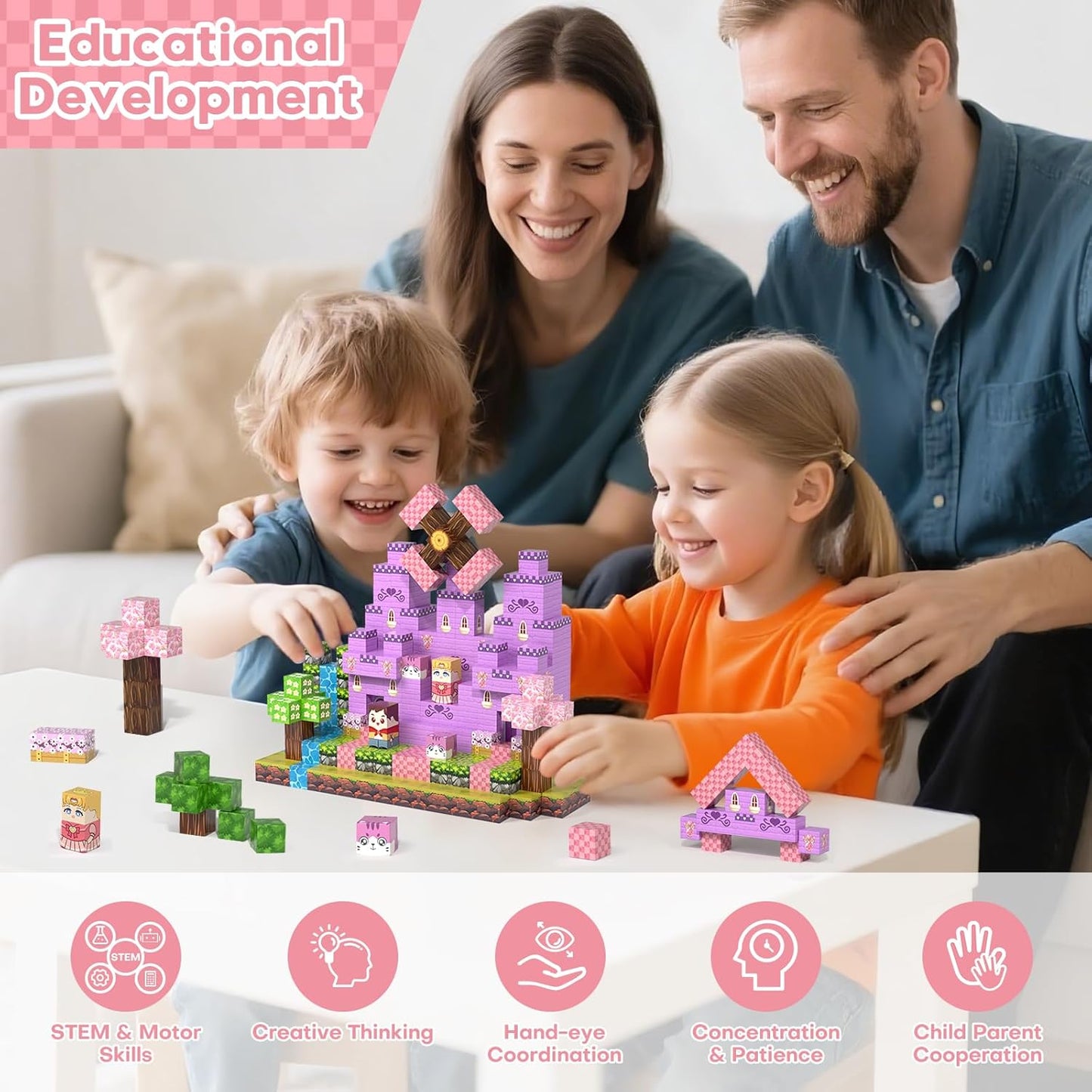 Magnetic Blocks, Magnetic Building Blocks 100pcs, STEM Sensory Toys with Princess Castle Build–Creative Magnet Tiles for Toddlers Ages 3+, Boys & Girls–Christmas Birthday Party Kids Gifts