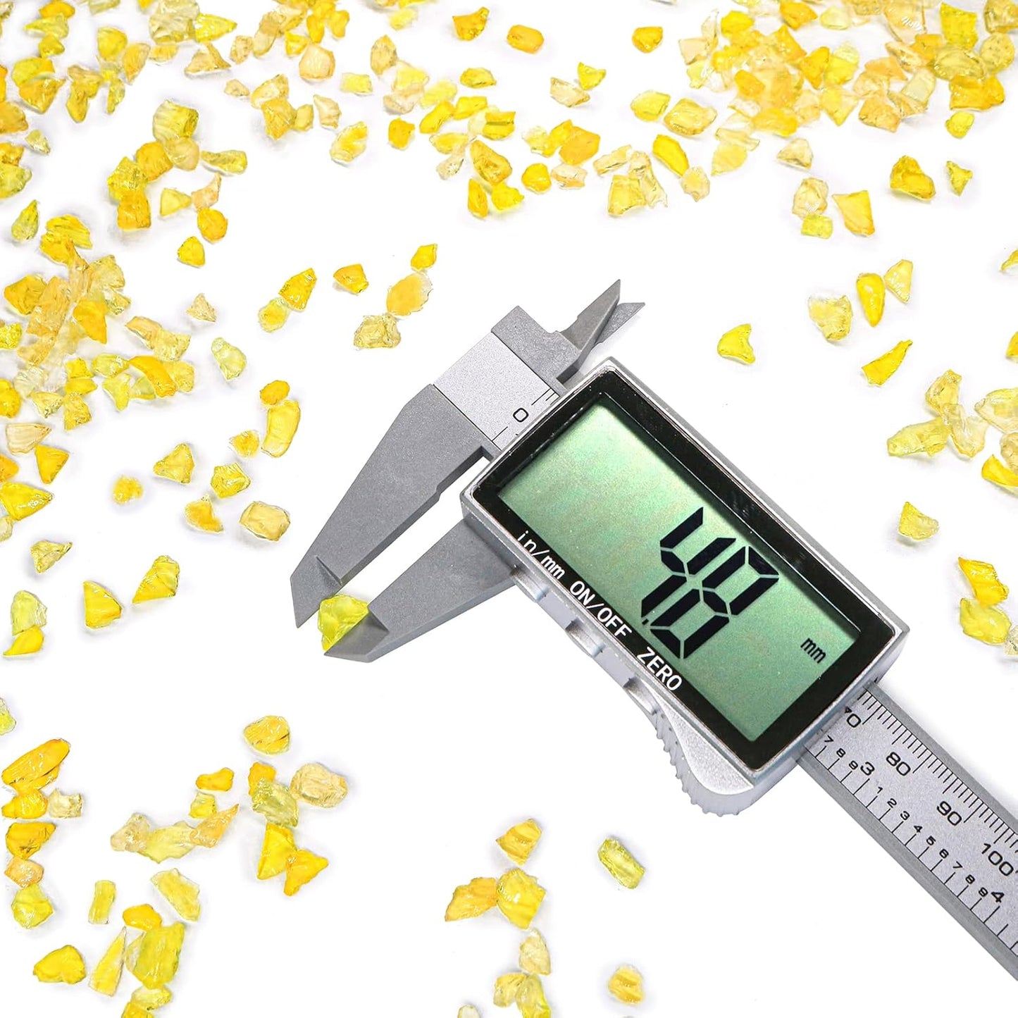 Crushed Glass for Resin Art - 3-6mm Yellow, 1.5lb | Broken Glass Pieces for Crafts, Vase Filler & Fire Pit Media | Decorative Stones