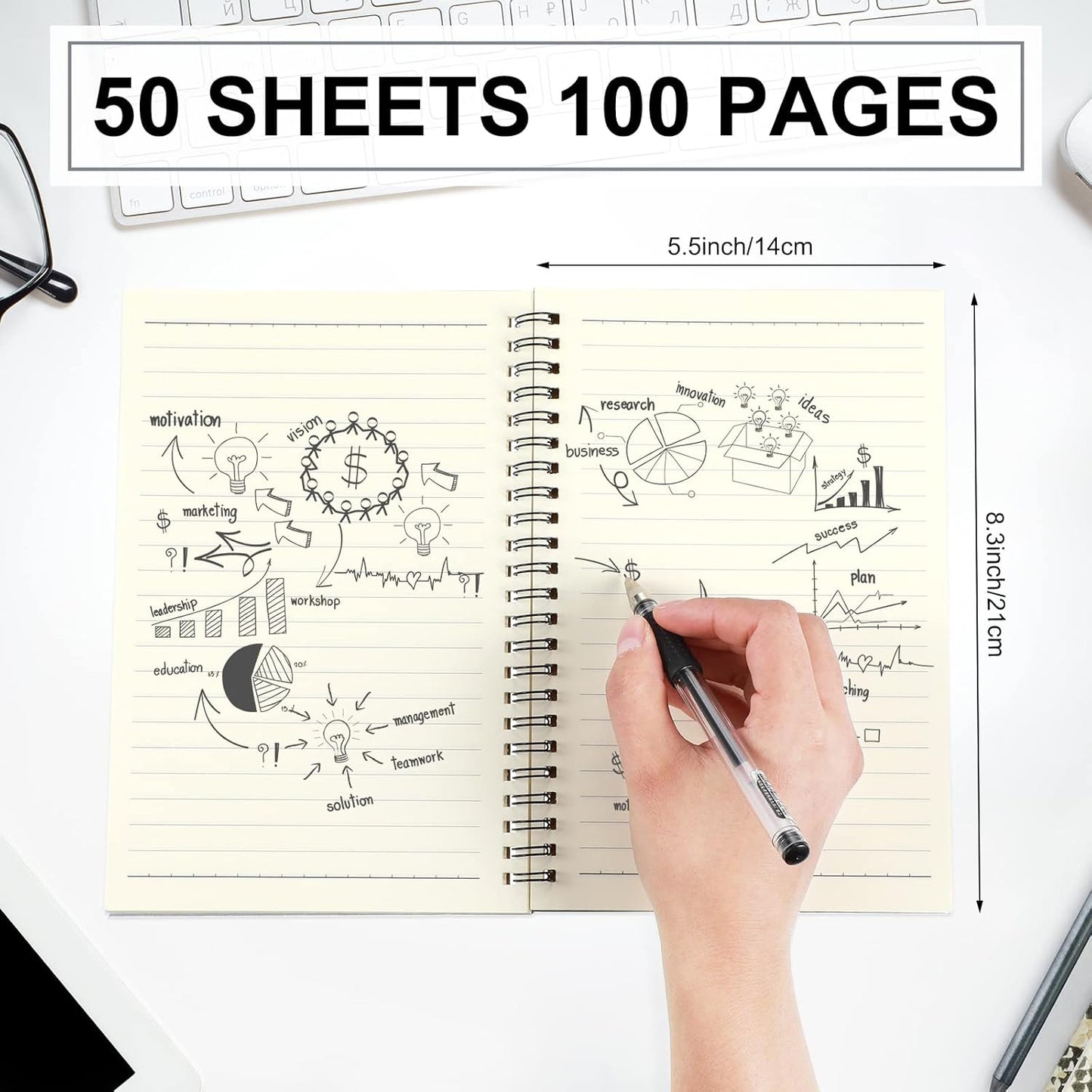 Yahenda 18 Pcs Spiral Notebook Bulk A5 Journal Lined 8.3'' x 5.5'' Writing Composition Paper Small Notepad Subject Notebook for Students Office Business Back to School Supplies (Dark Gray)