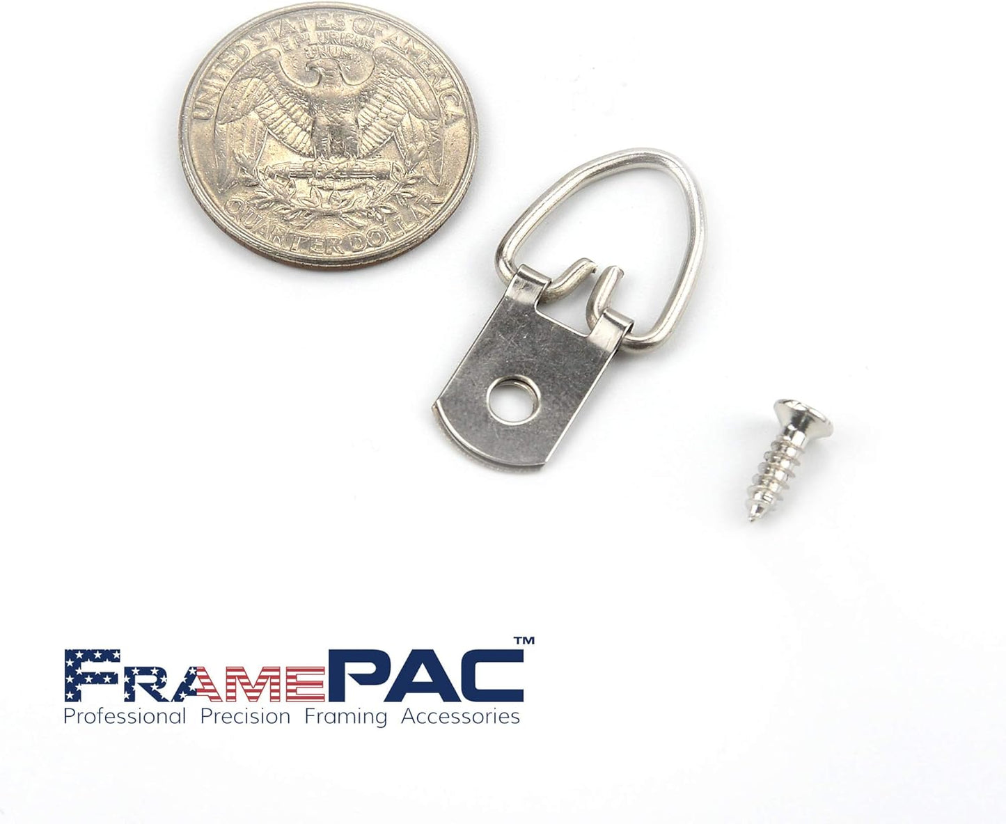 D Ring Picture Hangers with Screws - 100 Pack - Bulk D Rings - Pro Quality Hangers - Picture Hanging Solutions