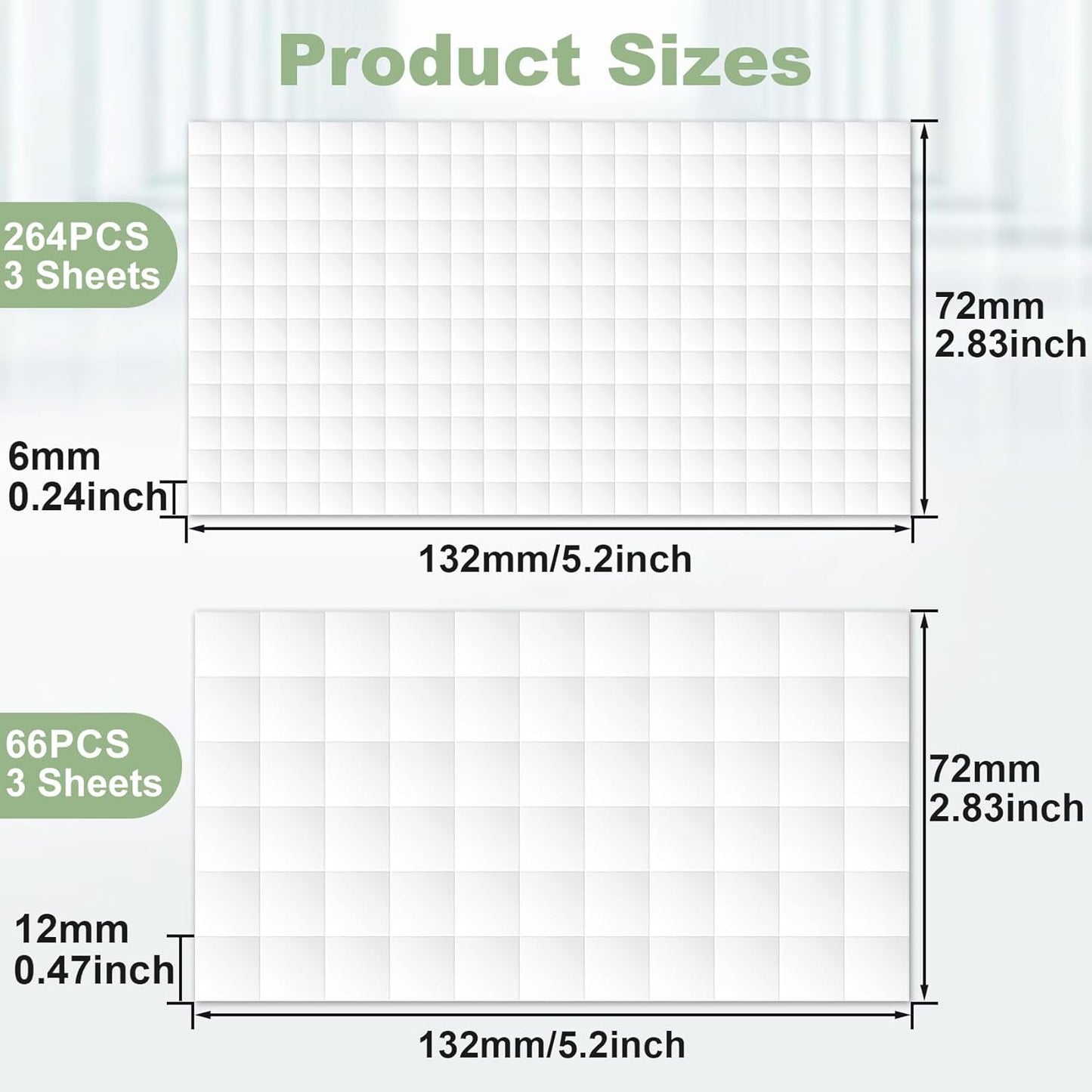 6 Sheet Double-Sided Foam Adhesive Squares, 2 Sizes 3D Square Foam Tape for Crafts, Pre-Cut Foam Mount Adhesive Strips for DIY, Scrapbooks, Office - 990pcs