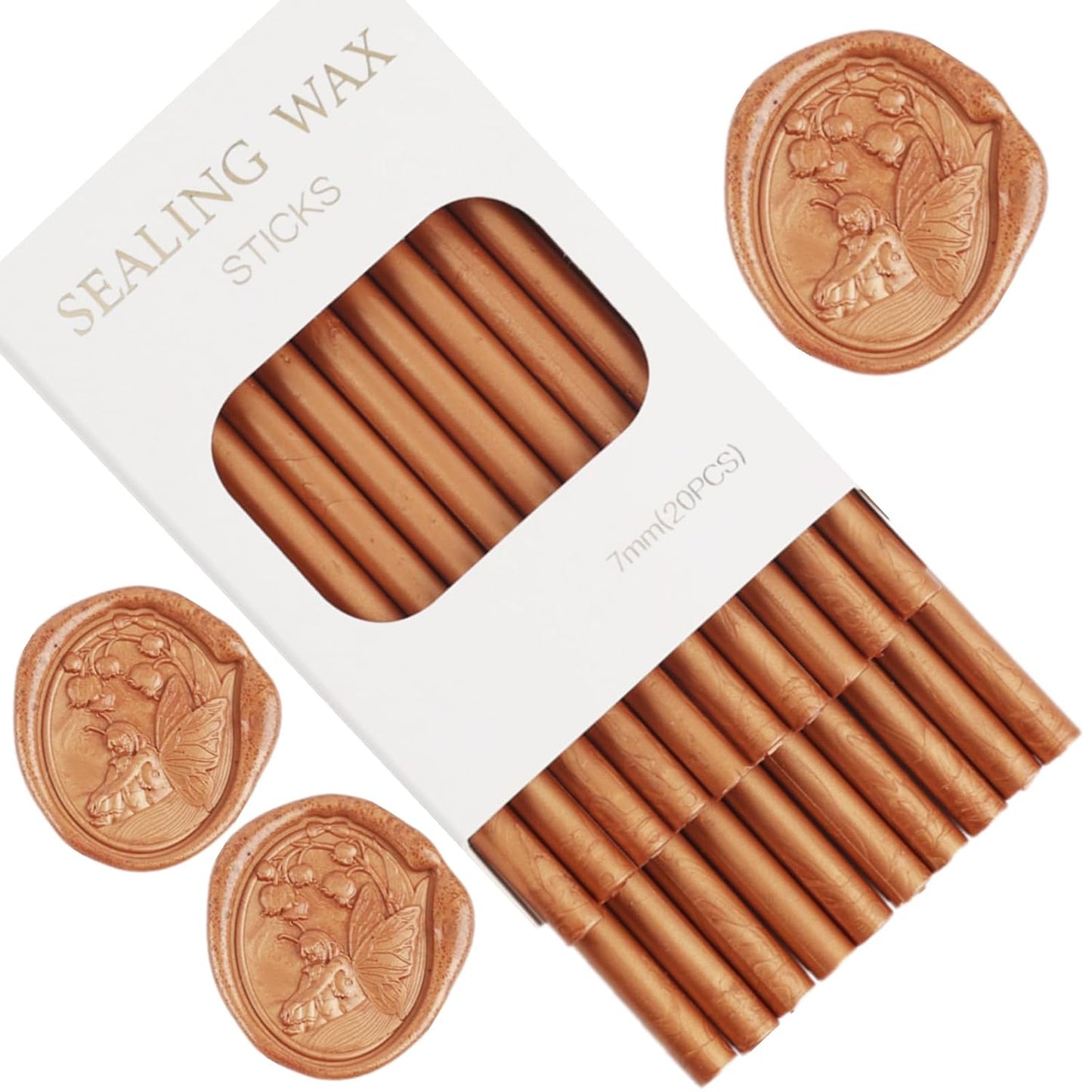 Copper Wax Seal Sticks, ONWINPOR 20pcs Glue Gun Wax Sealing Sticks for Waxs Seal Stamp, Wedding Invitations, Envelope Letter Sealing (20, Copper)